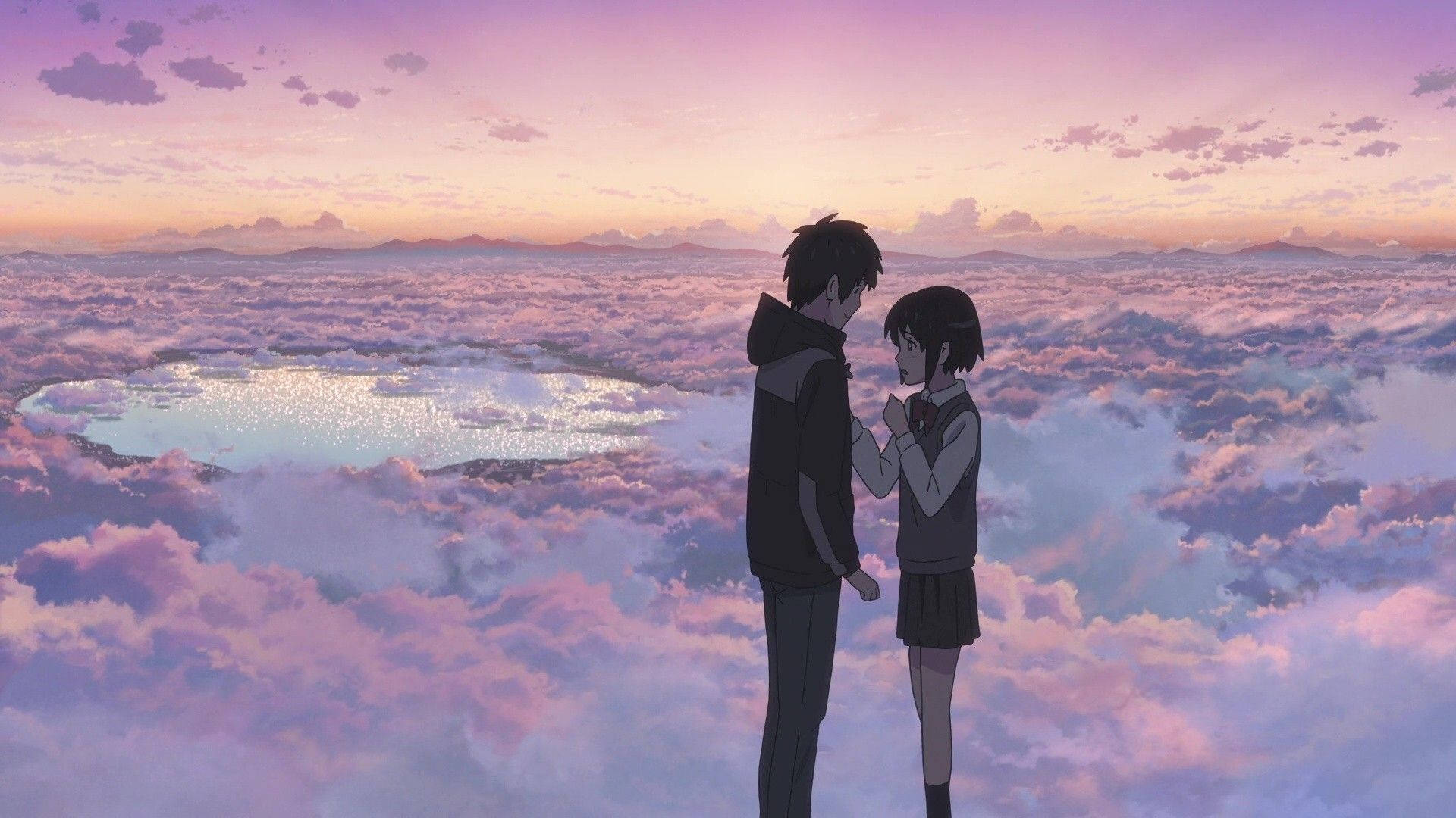 Download Anime Couple Clouds Love