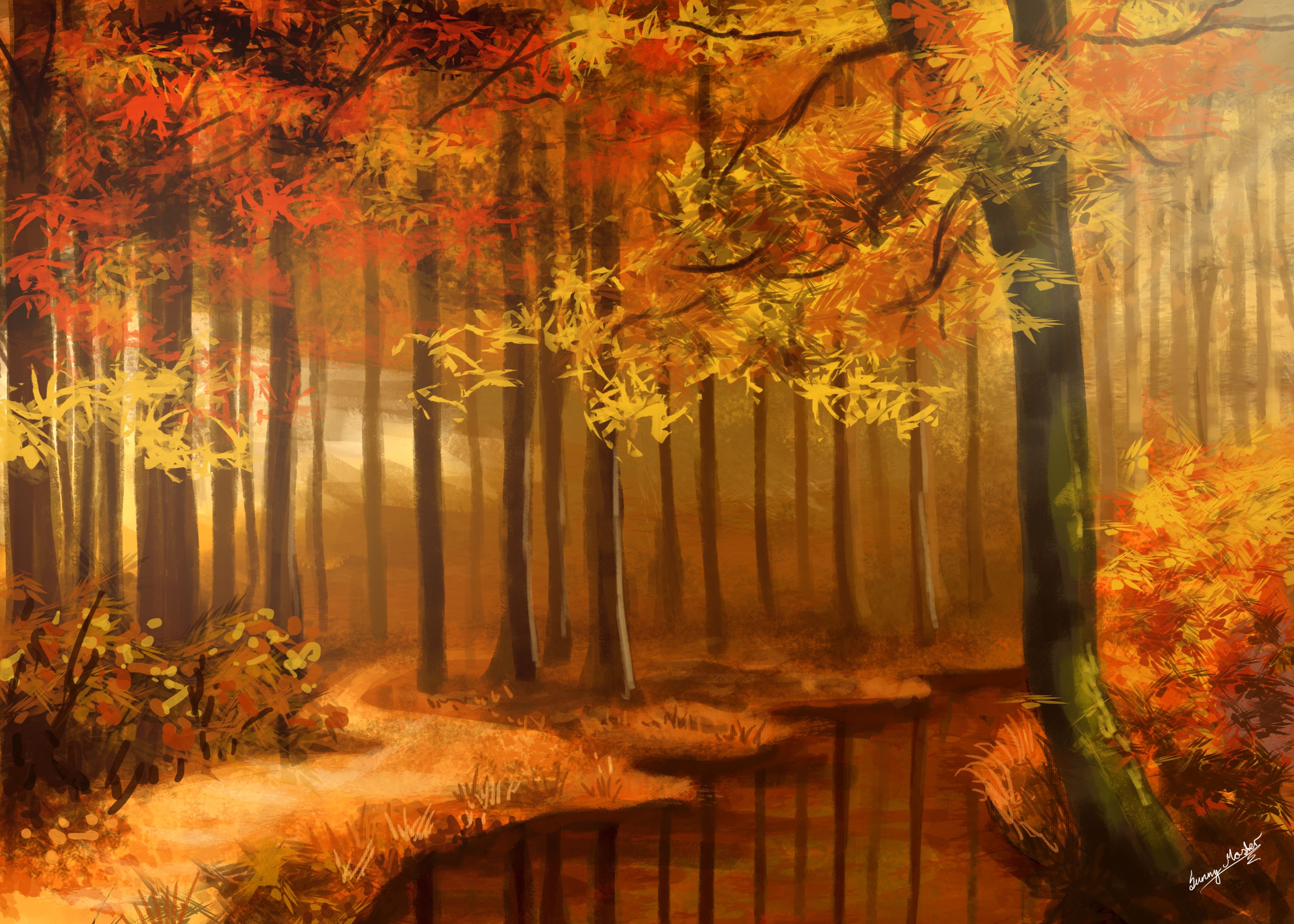 Image detail for -Autumn forest by *Sunimo. Forest painting, Autumn forest, Painting