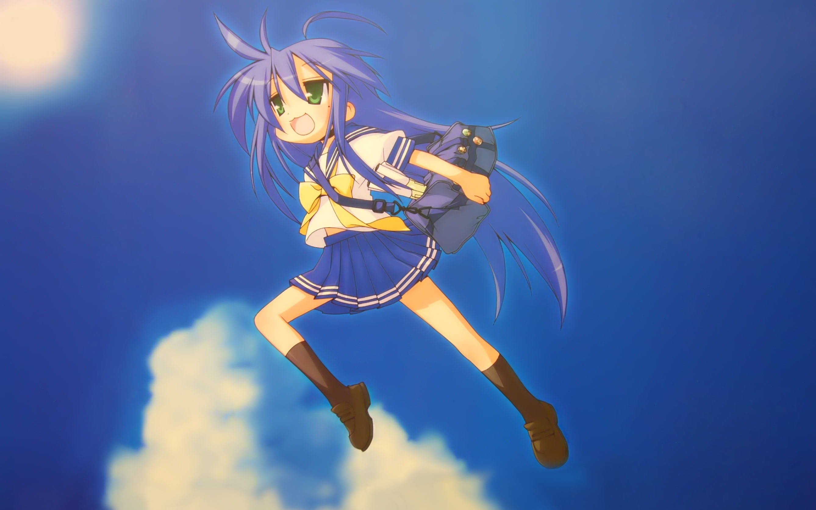 lucky star toki wo kakeru shoujo izumi konata parody seifuku wallpaper