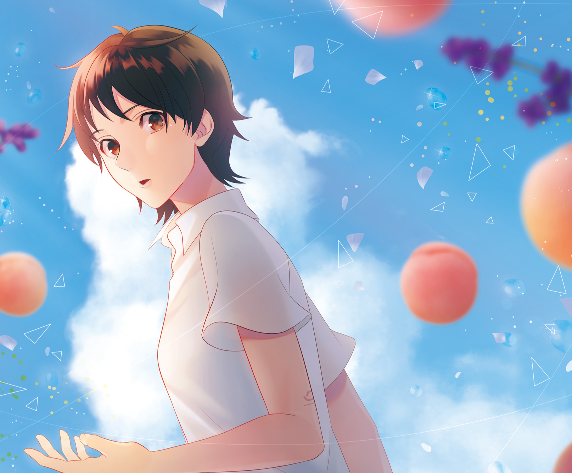 Download Wallpaper The Sky, Look, Girl, T Shirt, The Girl Who Conquered Time, The Girl Who Leapt Through Time, Toki Wo Kakeru Shoujo, Section Mood In Resolution 1920x1589