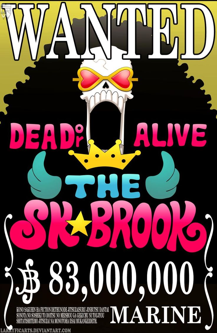Brook Wanted Poster. One piece comic, One piece funny, One peice anime