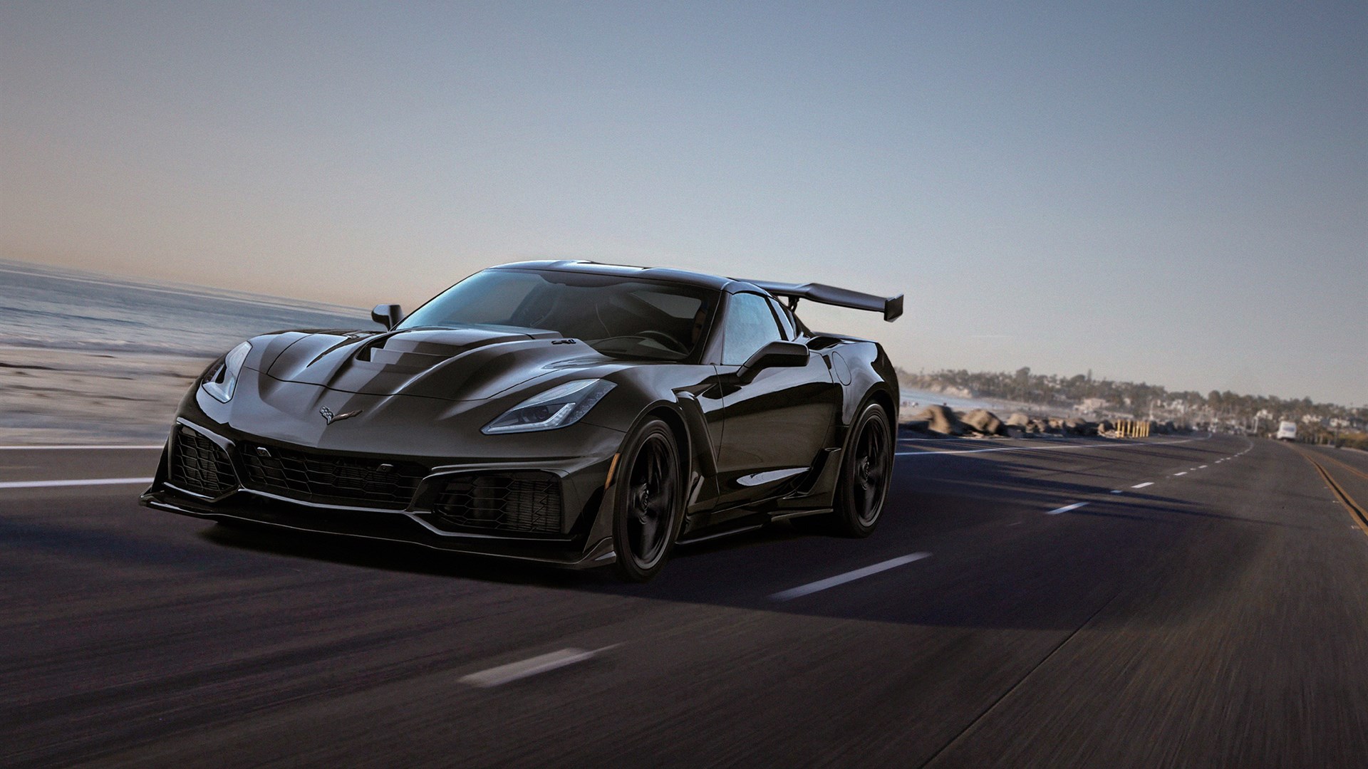 Chevrolet Corvette Zr1 2019 755hp 4k Black Supercar Besthqwallpaper.com 1920x1080