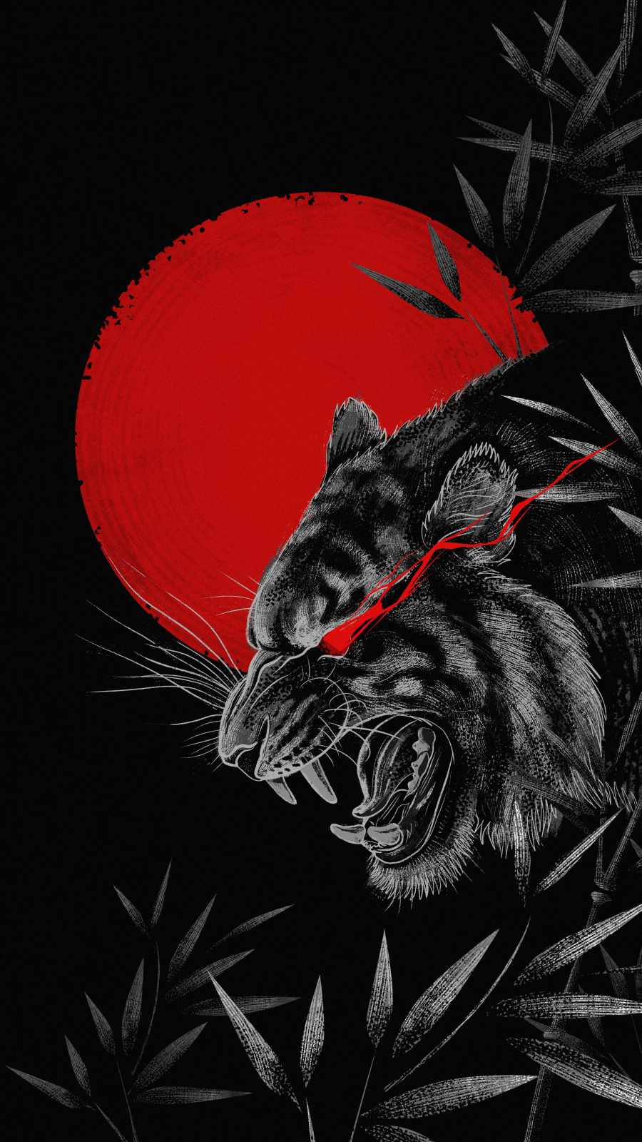 Red Moon Tiger Wallpaper, iPhone Wallpaper. Tatuagens indígenas americanas, Gravuras japonesas, Estampas japonesas