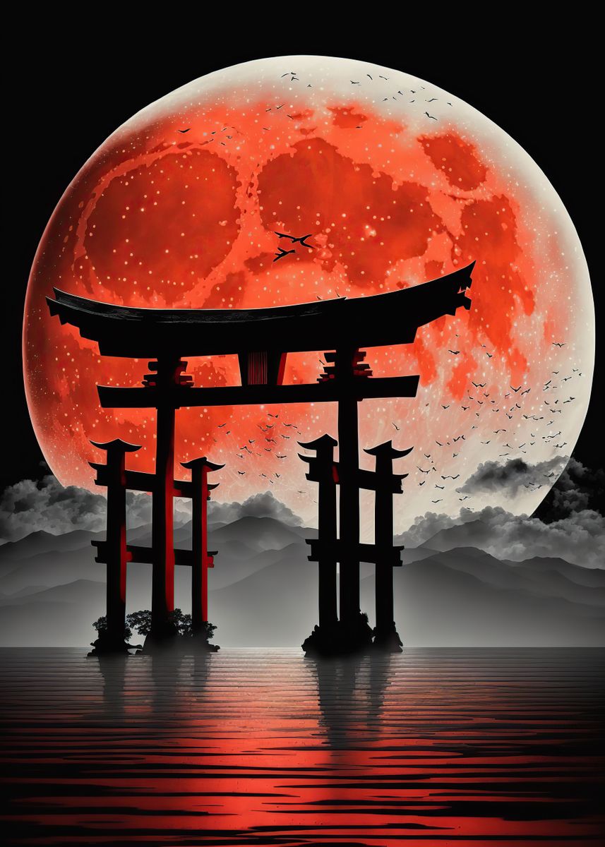 Red Moon Japan' Poster