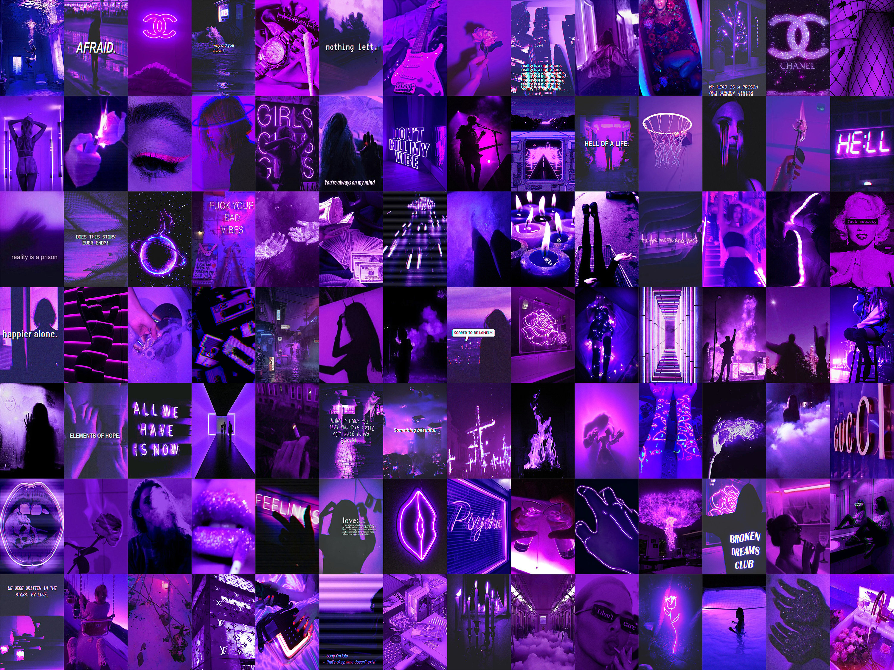 PCS Euphoria Purple Wall Collage Kit Purple Neon