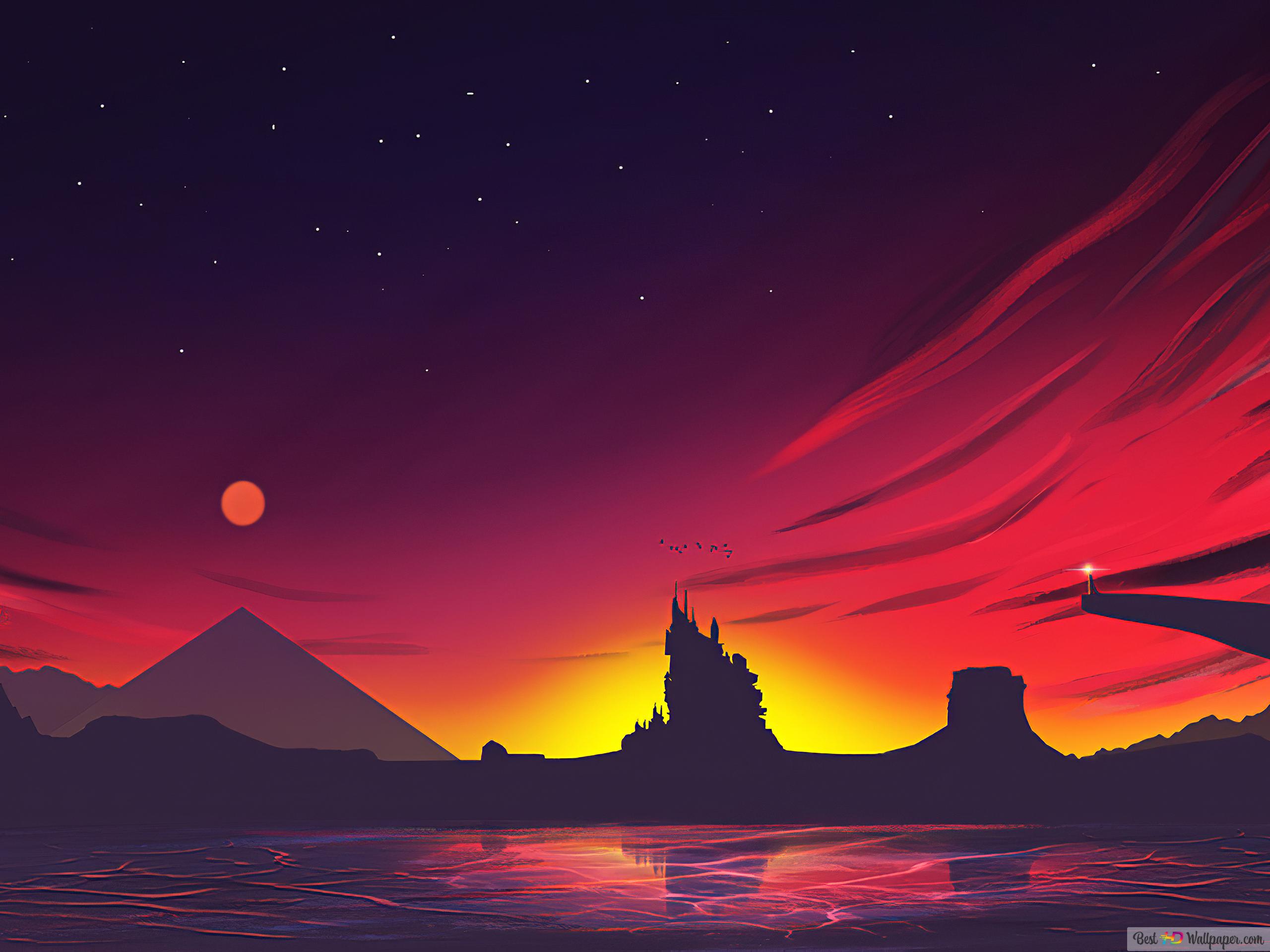 Sunset Minimalist 4K wallpaper download
