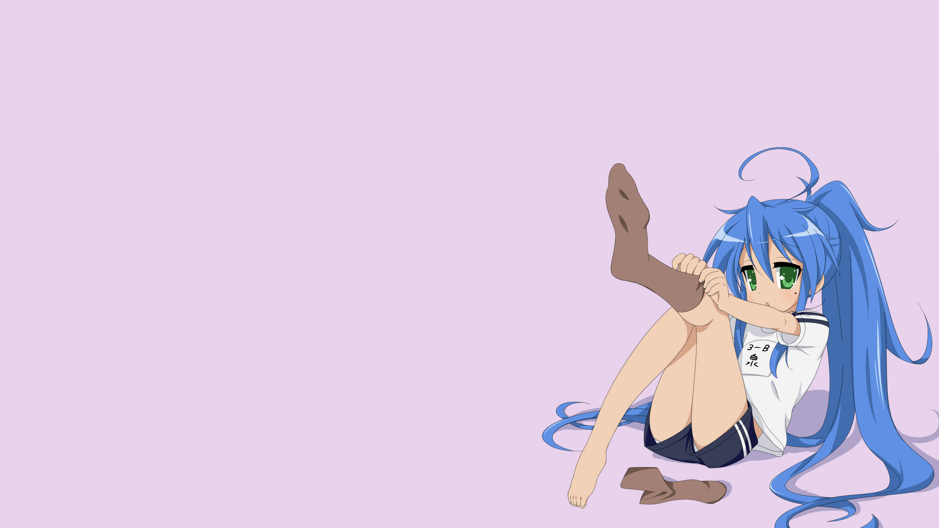 Wallpaper, illustration, anime, cartoon, school uniform, gym clothes, Lucky Star, Izumi Konata, hand, 1920x1080 px, horse like mammal 1920x1080