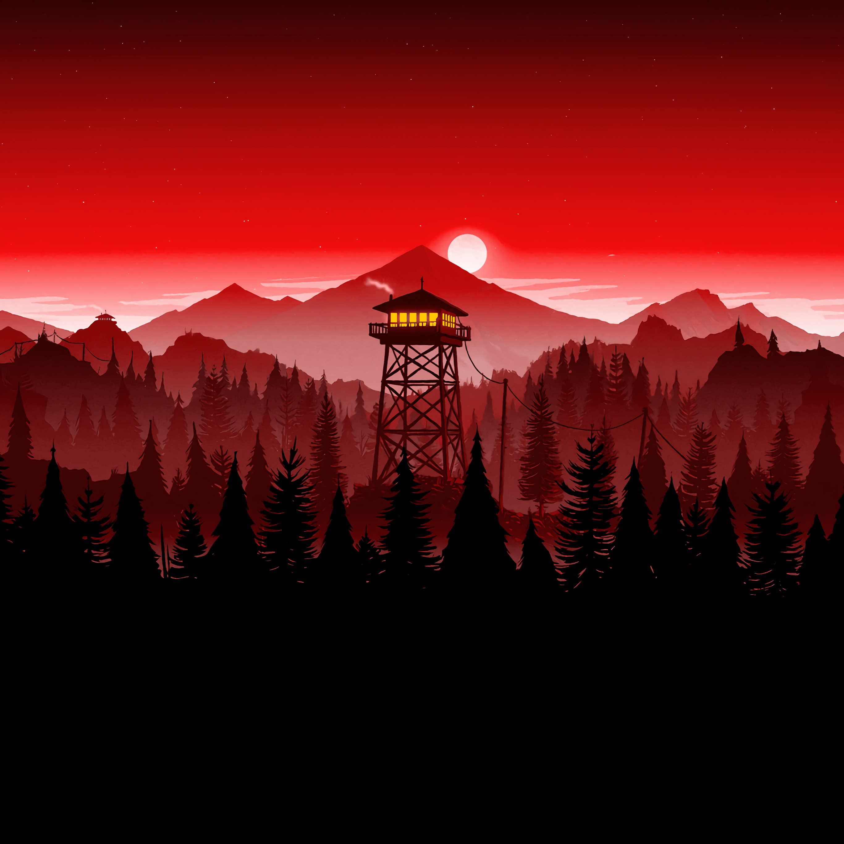 Firewatch Wallpaper 4K, Red Sky, Mountains
