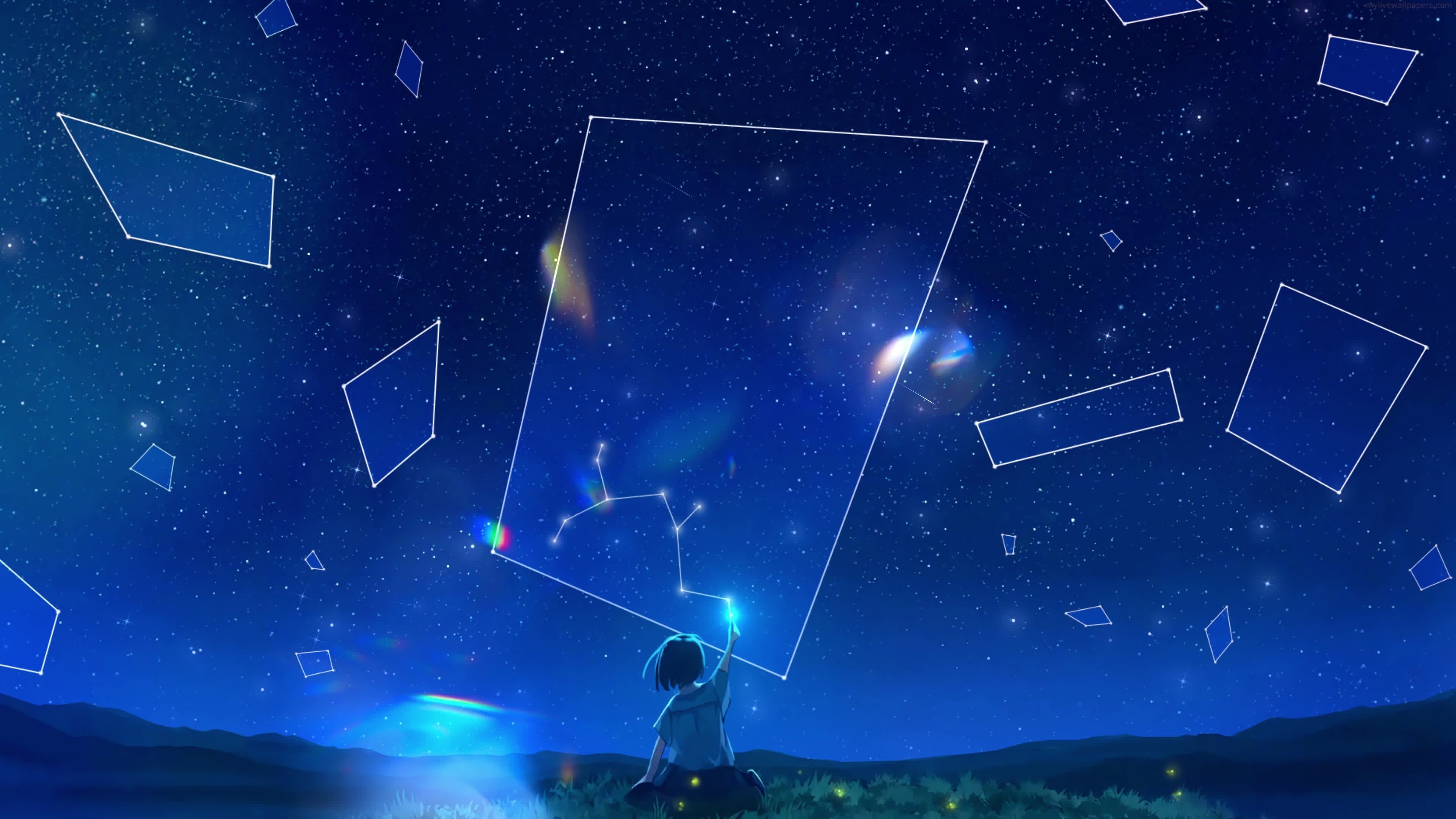 Anime Blue SKy Star Gaze 4K Live Wallpaper