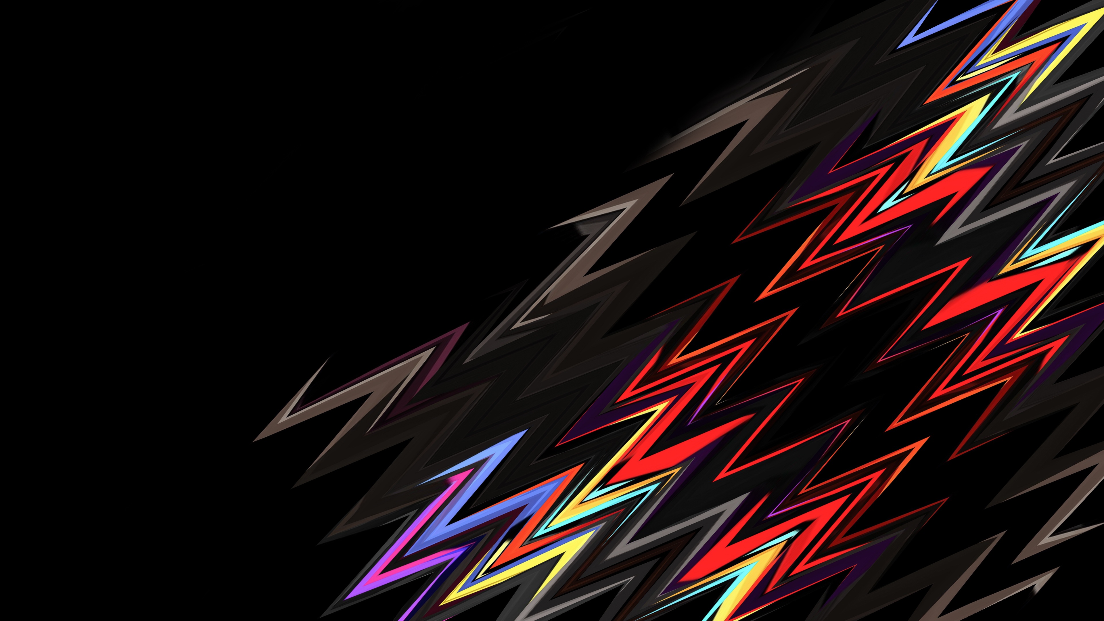 Wallpaper 4k Lightning Shapes Dark Abstract Wallpaper
