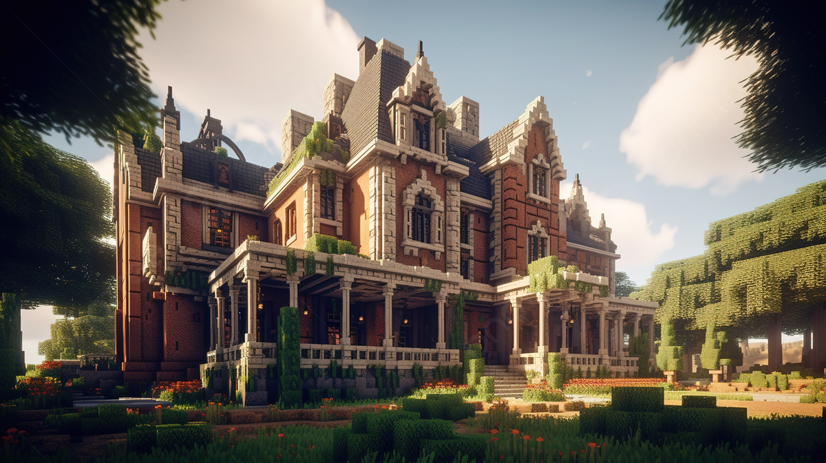 An Old Mansion Style House In Minecraft Background, Mansion Picture Background Image And Wallpaper for Free Download