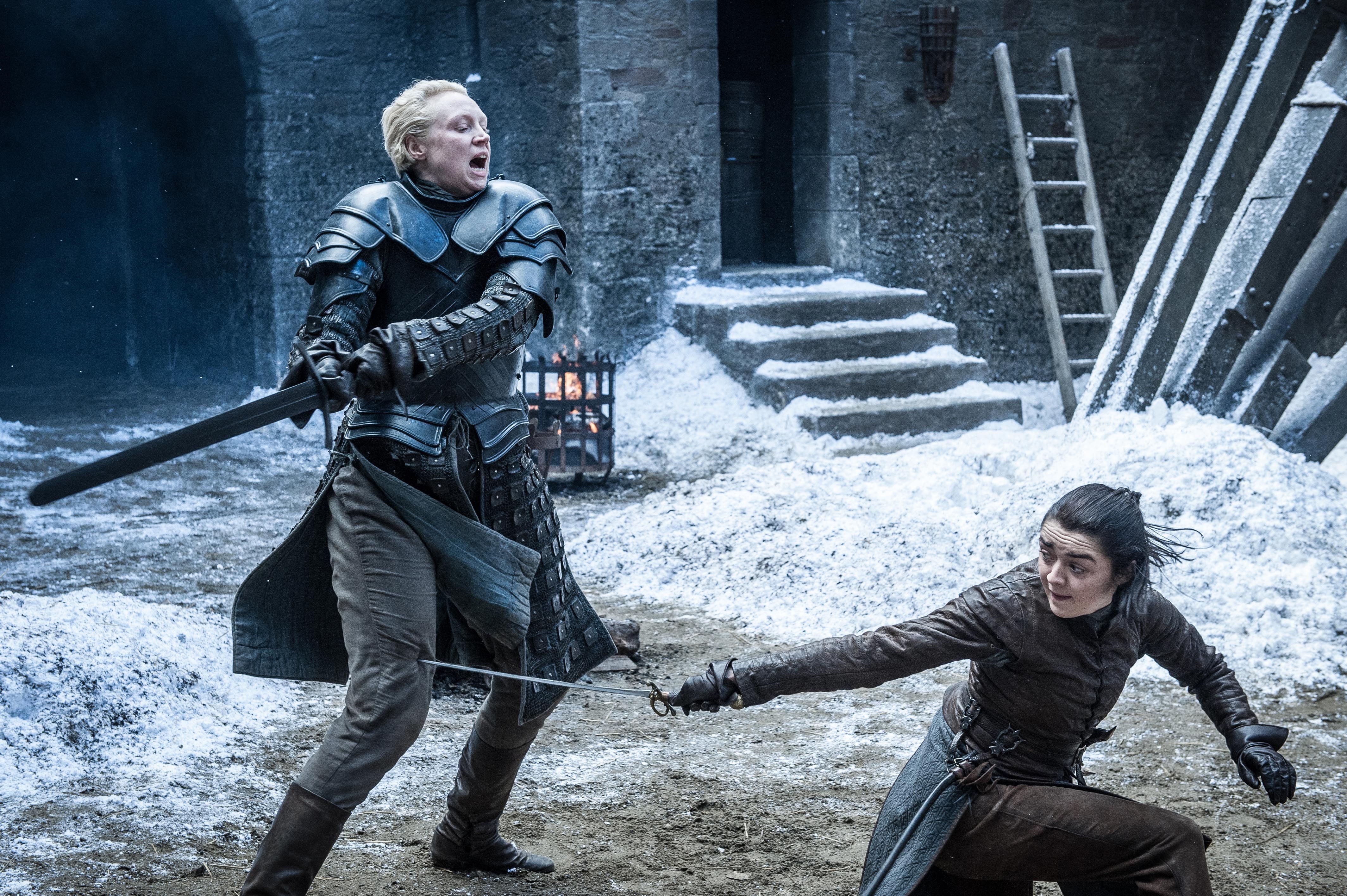 Wallpaper / 4K, Arya Stark, Brienne Of Tarth, Game Of Thrones, Maisie Williams, Gwendoline Christie, TV Show free download