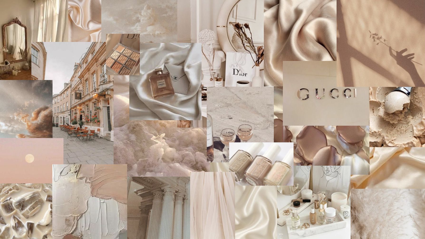Creme, Beige, Pink Aesthetic Desktop Wallpaper