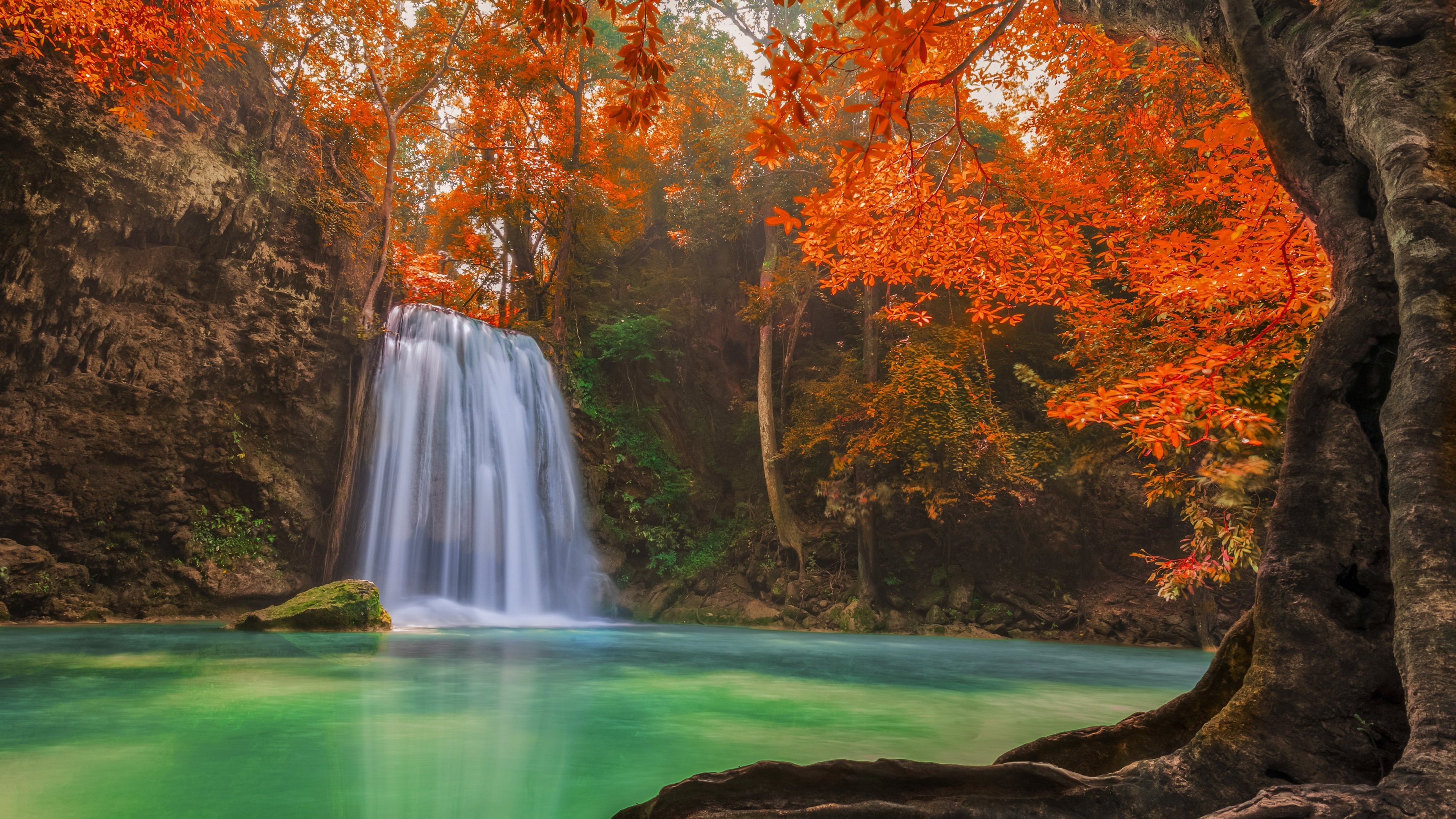 Wallpaper / Waterfall, 4K, 4k wallpaper, Thailand, travel, tourism, River, autumn free download