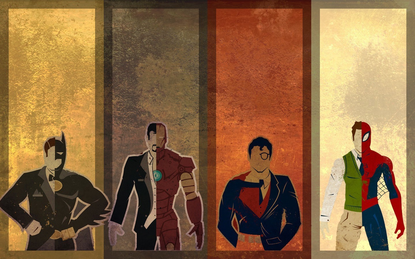 Wallpaper, 1440x900 px, Batman, Iron Man, Spider Man, superhero, Superman 1440x900