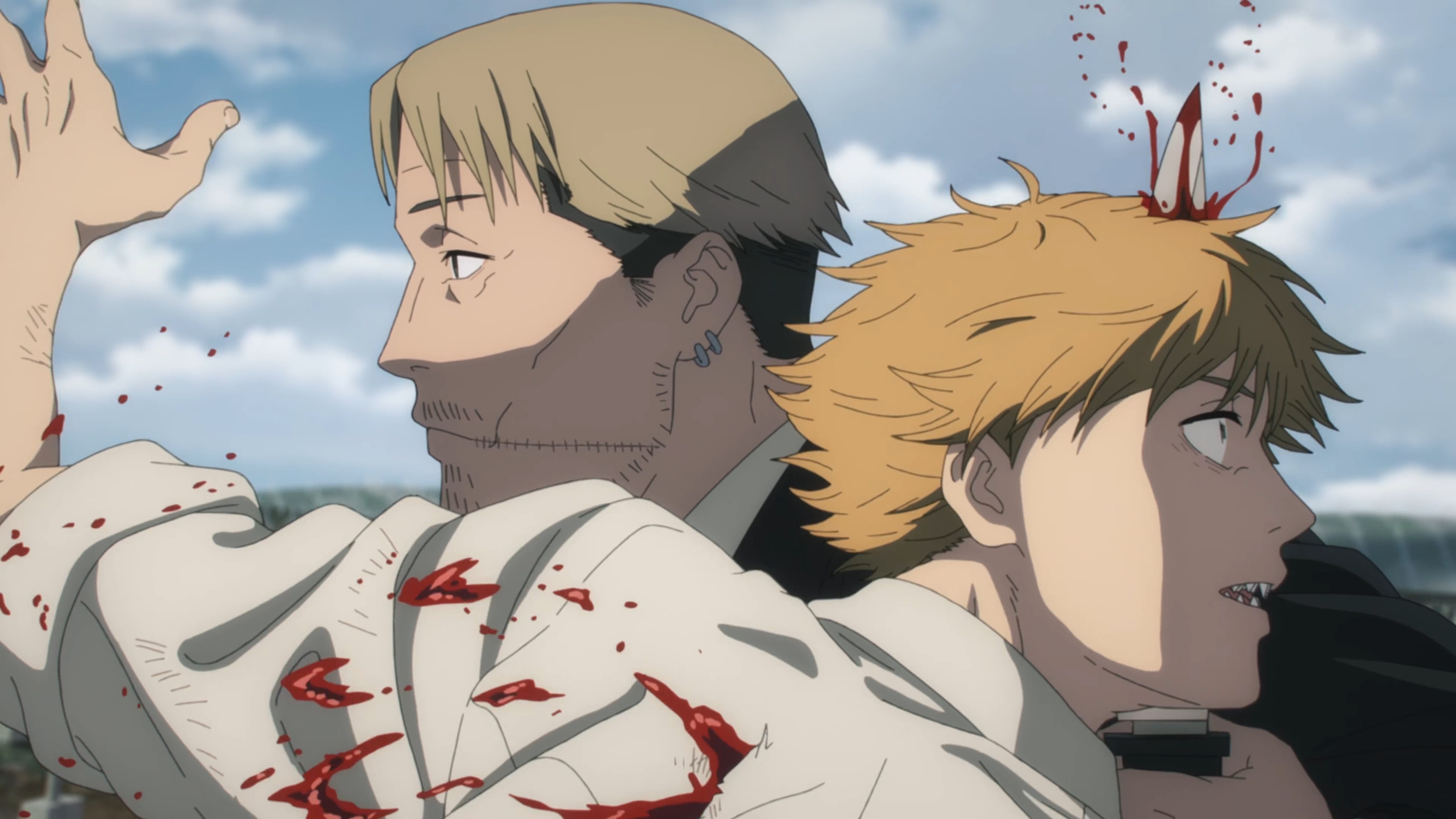 Wallpaper, Kishibe Chainsaw Man, Chainsaw Man, Denji Chainsaw Man, blood, anime boys, Anime screenshot 3839x2159