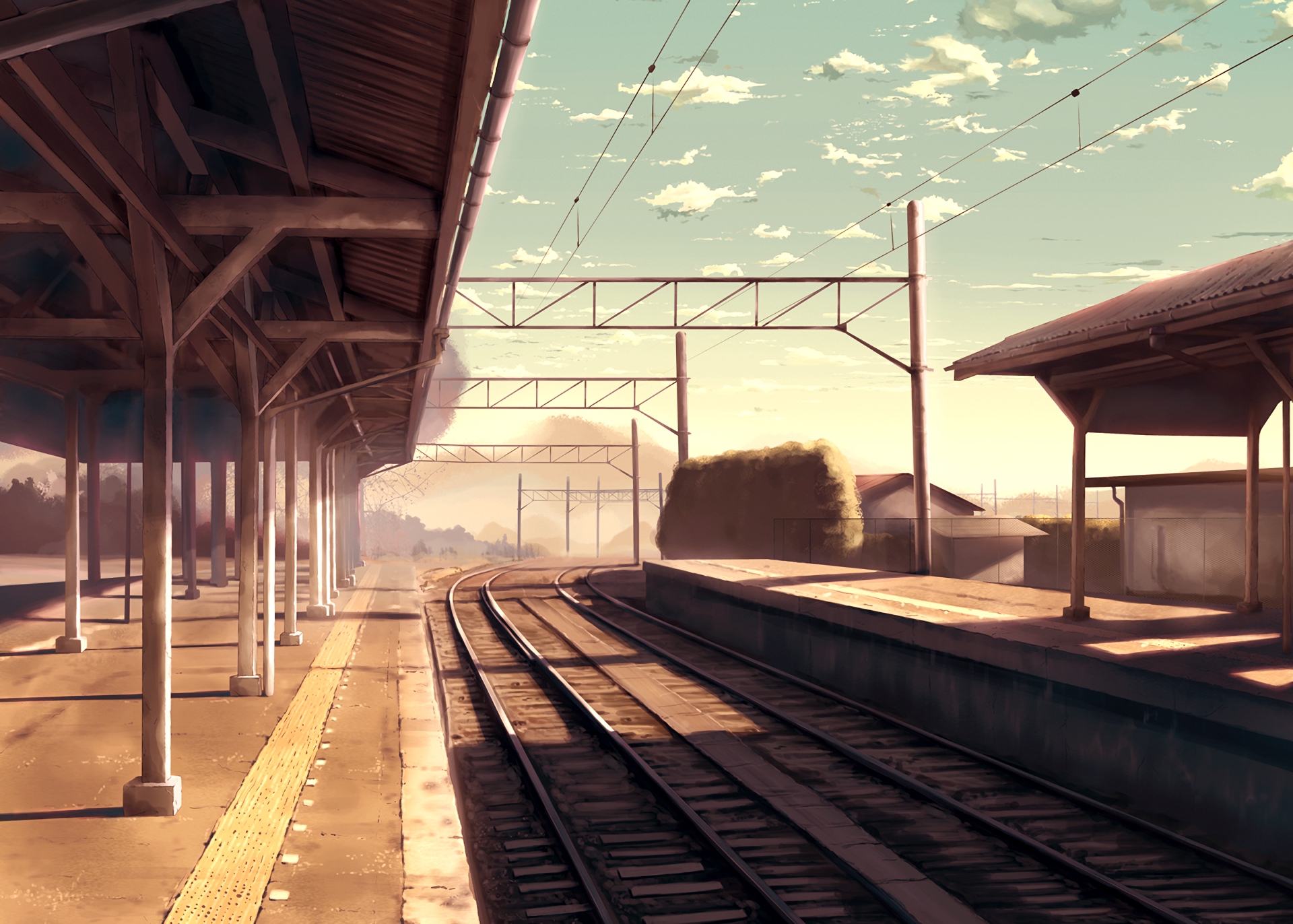 HD desktop wallpaper: Anime, Train Station, Original download free picture