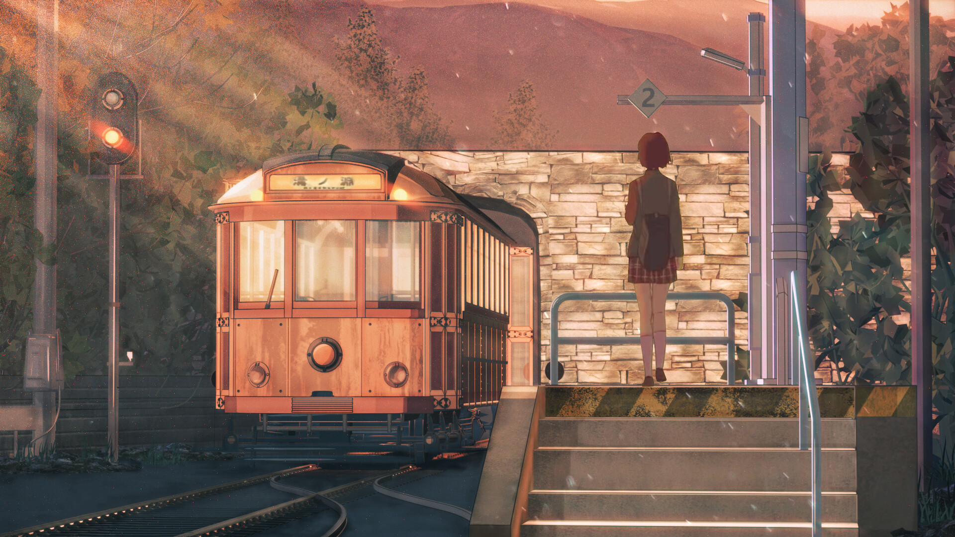 Girl HD, Original (Anime), Train, Train Station Gallery HD Wallpaper