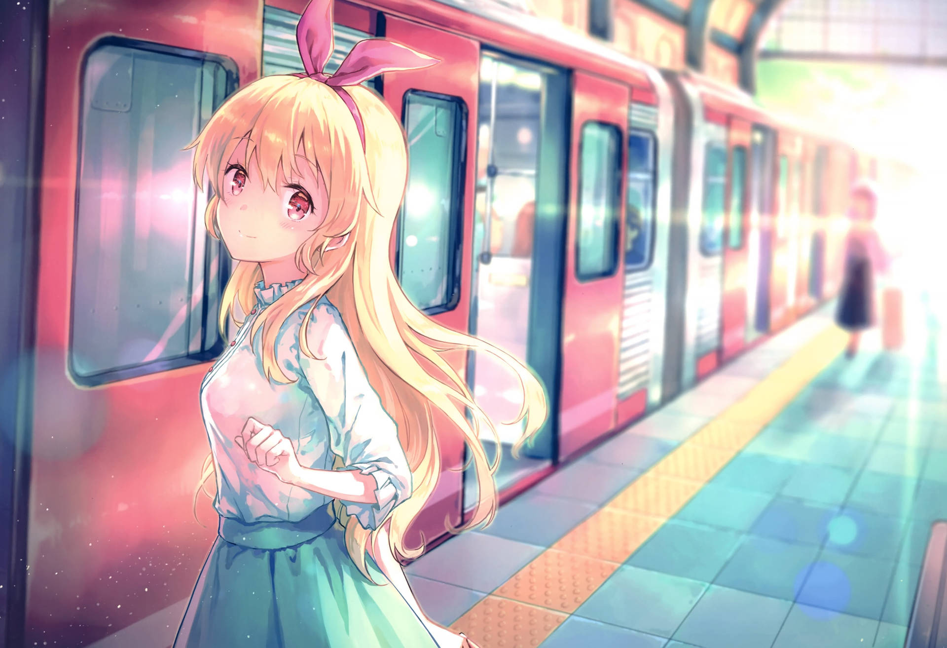 Download Cute Kawaii Anime Train Station Wallpaper