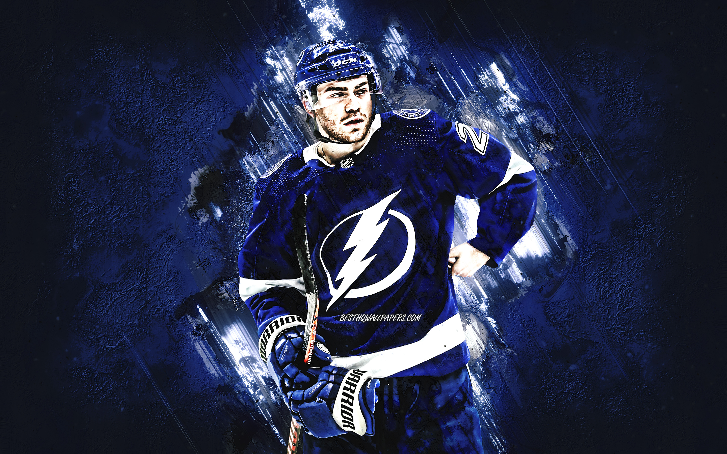Download wallpaper Brayden Point, Tampa Bay Lightning, NHL, canadian ice hockey player, portrait, blue stone background, hockey for desktop with resolution 2880x1800. High Quality HD picture wallpaper