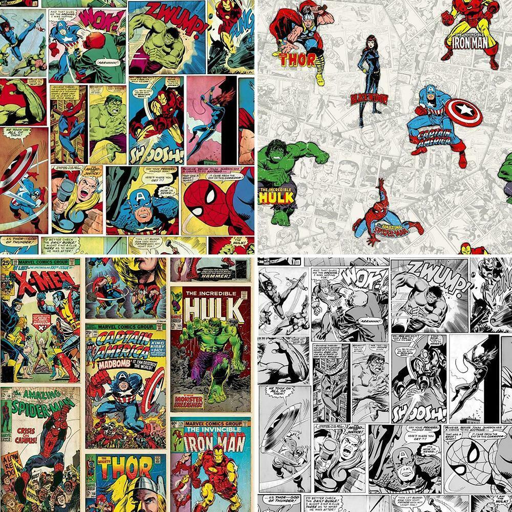 Avengers Marvel Comic Book Strip Wallpaper Hulk Spiderman Multicoloured