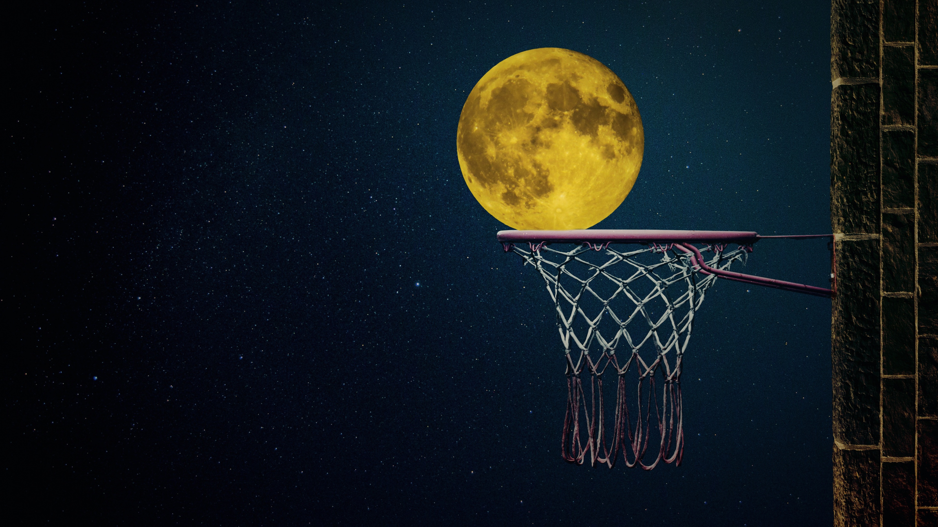 Full moon Wallpaper 4K, Basketball ring