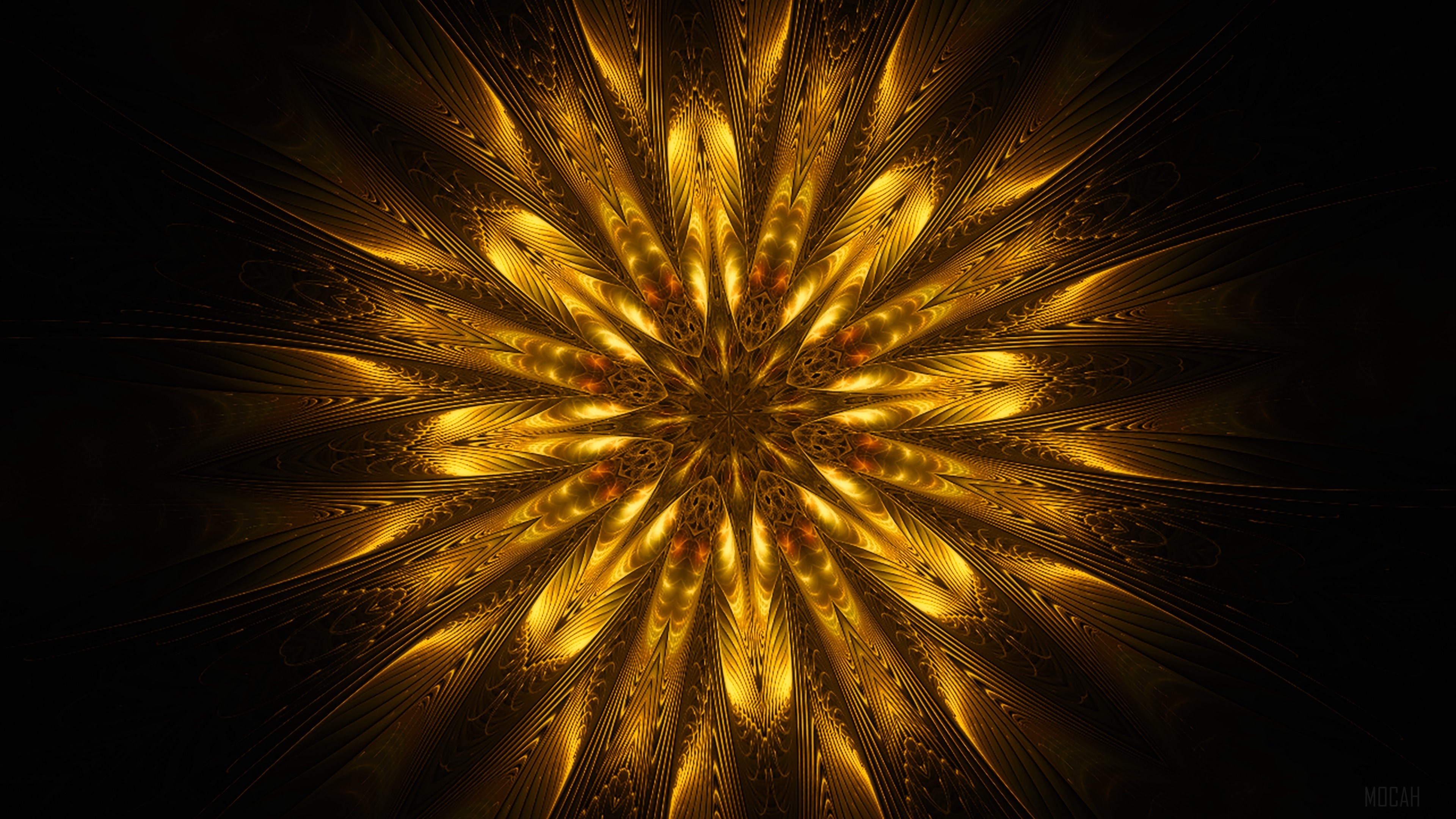 ornament, fractal, patterns, golden 4k Gallery HD Wallpaper