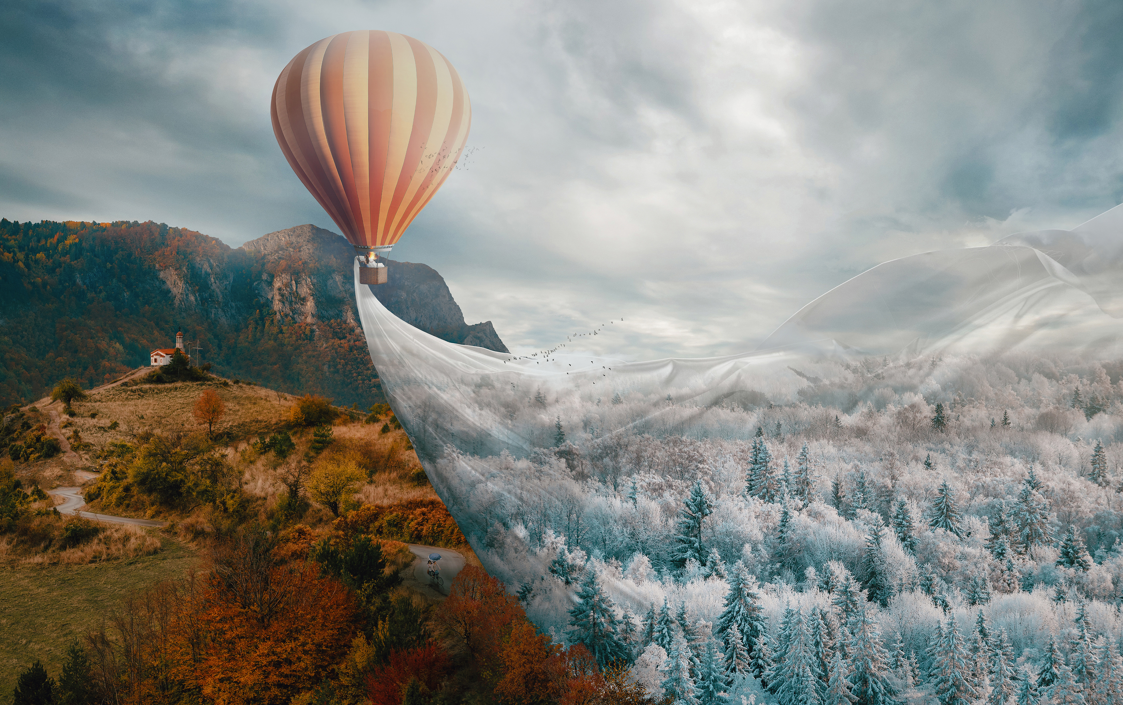 Autumn, Fantasy, 4K, Adventure, Digital art, Winter Gallery HD Wallpaper