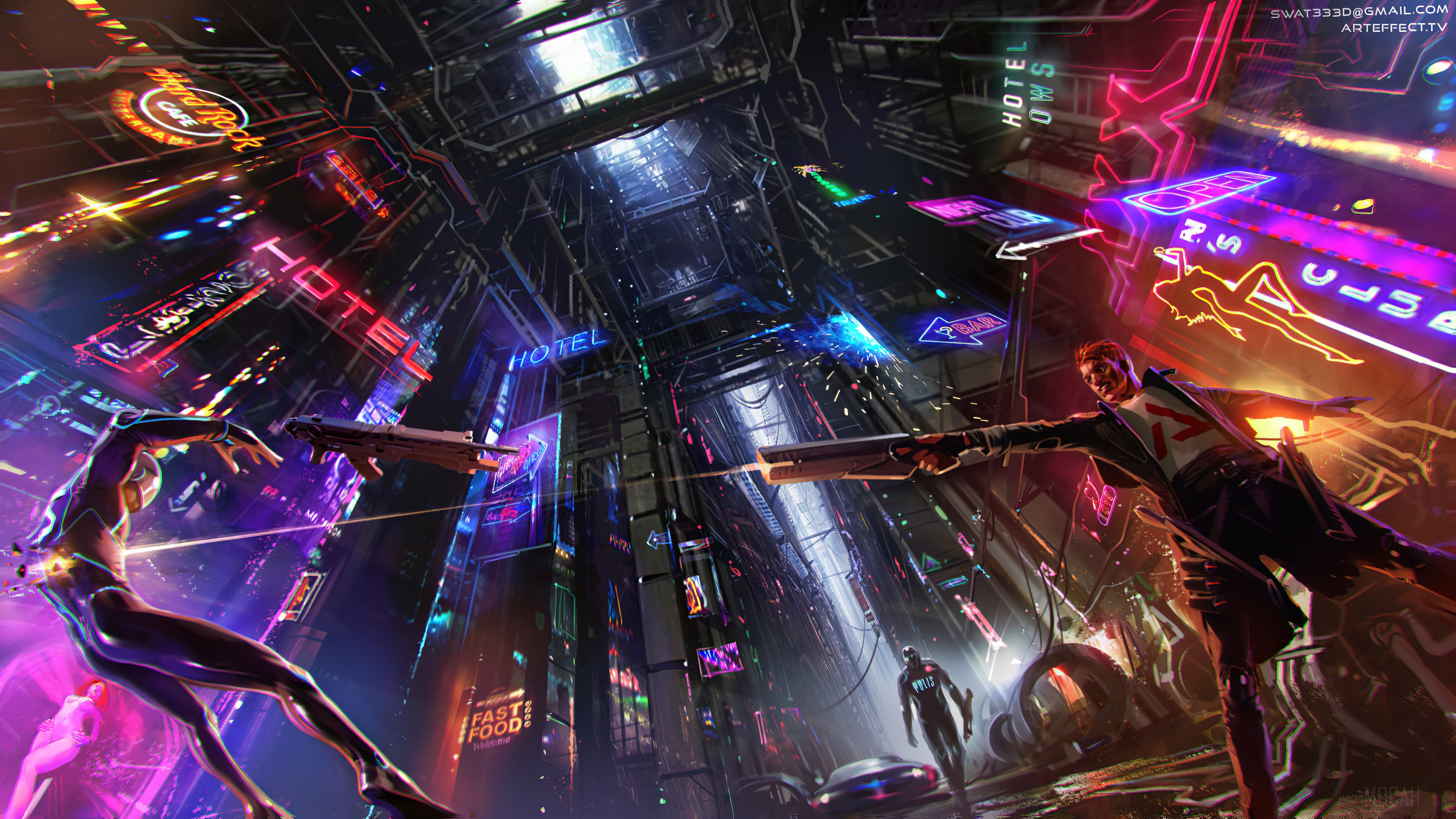 Neon Science Fiction Cyberpunk Guy 4k Gallery HD Wallpaper