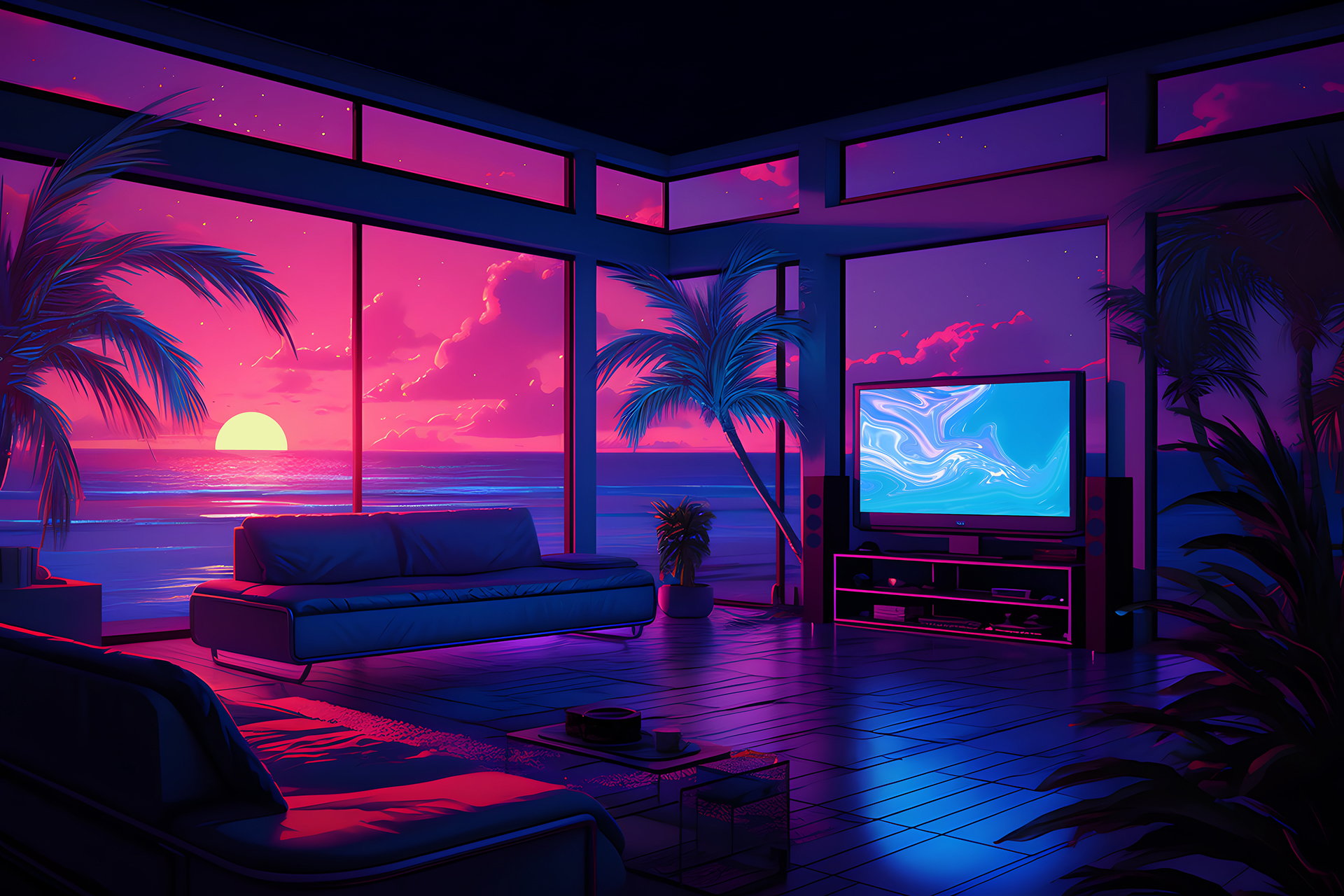 Step into Nostalgia: 90s Vaporwave Room with Chill Vibe, Lofi Background 4K Wallpaper for PC Setup