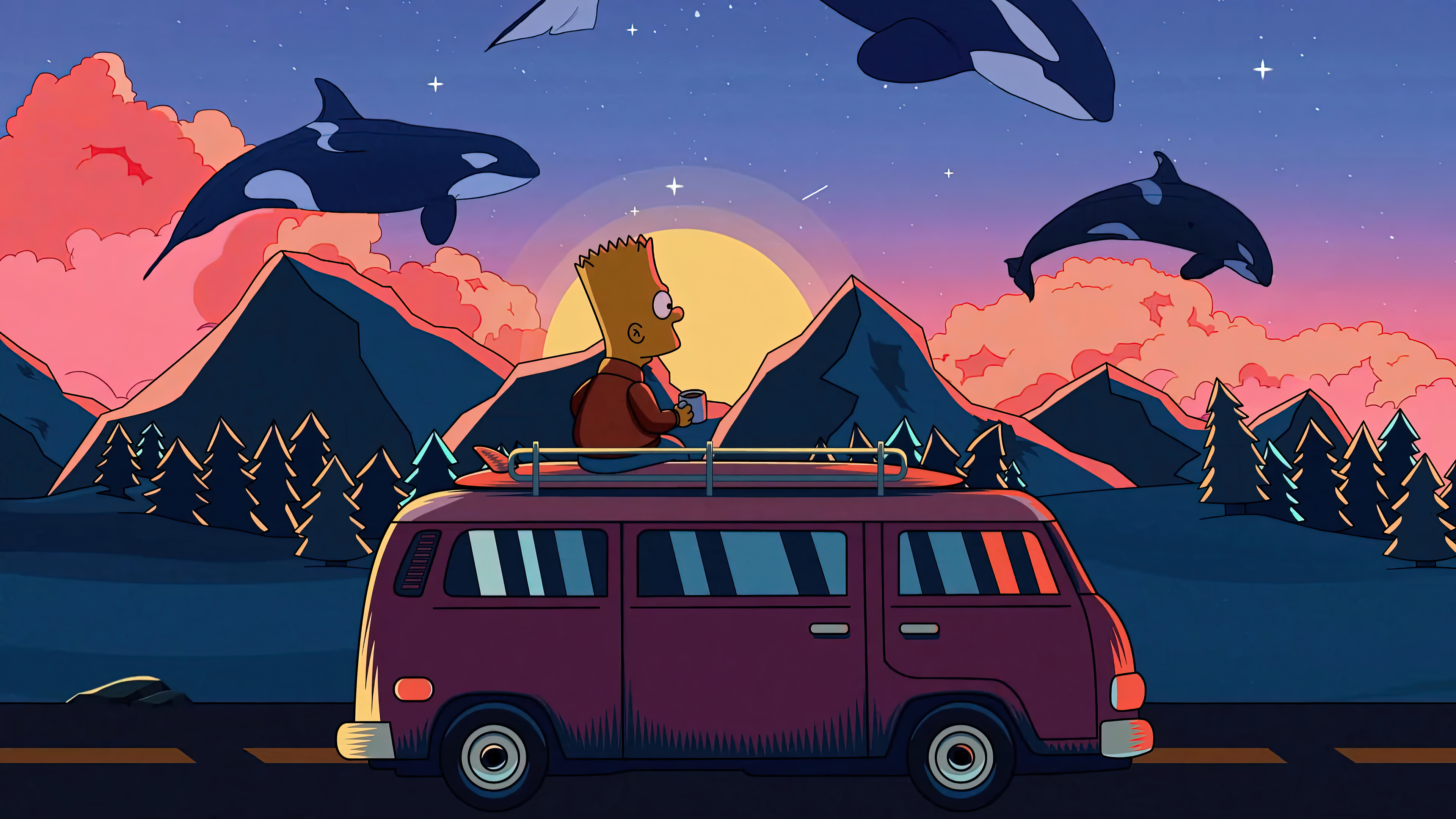 Free download Sunrise Scenery Chill Coffee Bart Simpson Wallpaper 4K 7830g [3840x2160] for your Desktop, Mobile & Tablet. Explore Chill Art Wallpaper. Chill Vibes Wallpaper, Chill Wallpaper, Chill Background