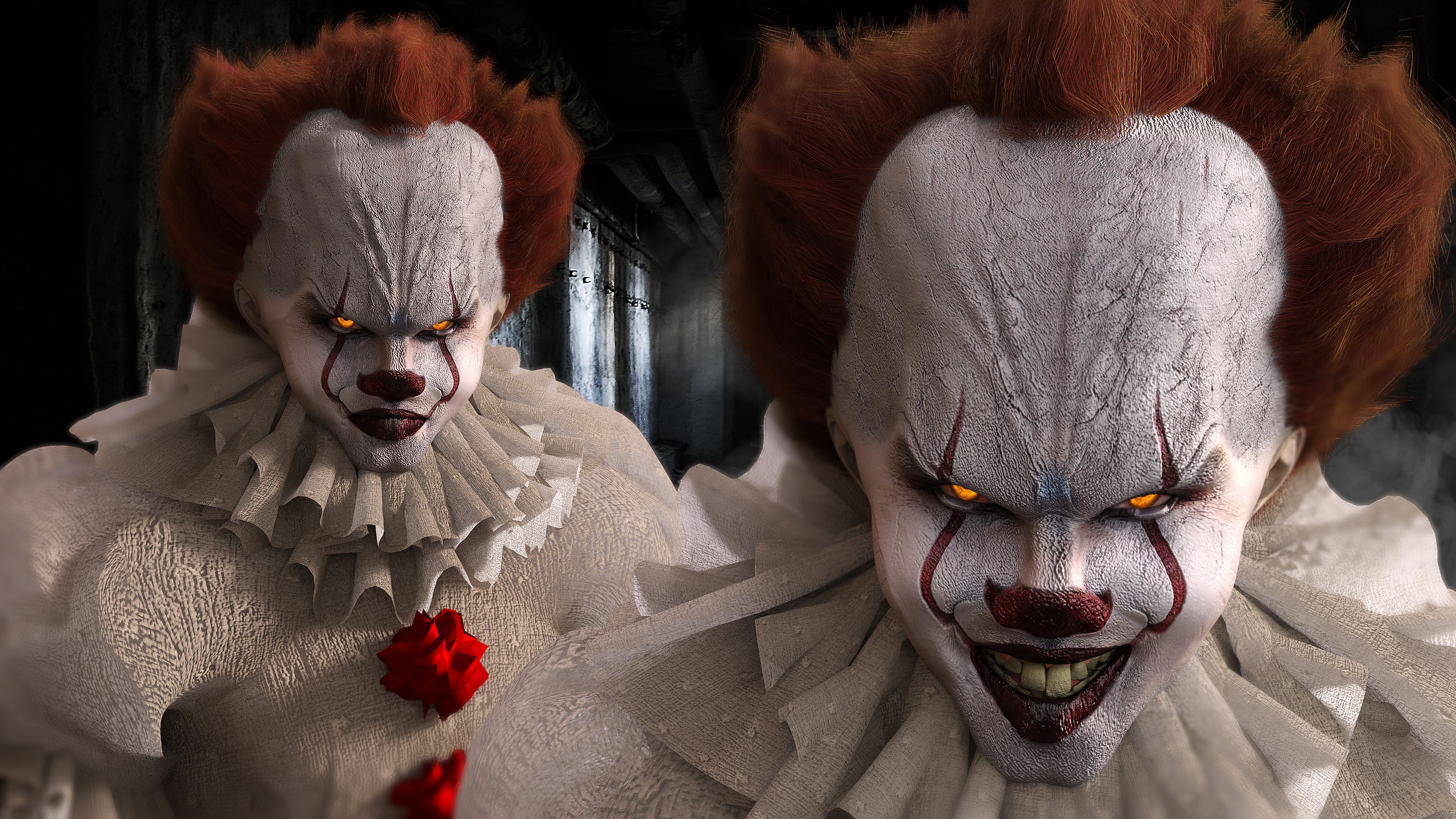 Wallpaper It, Bill Skarsgard, Scary Clown, 4k, Movies
