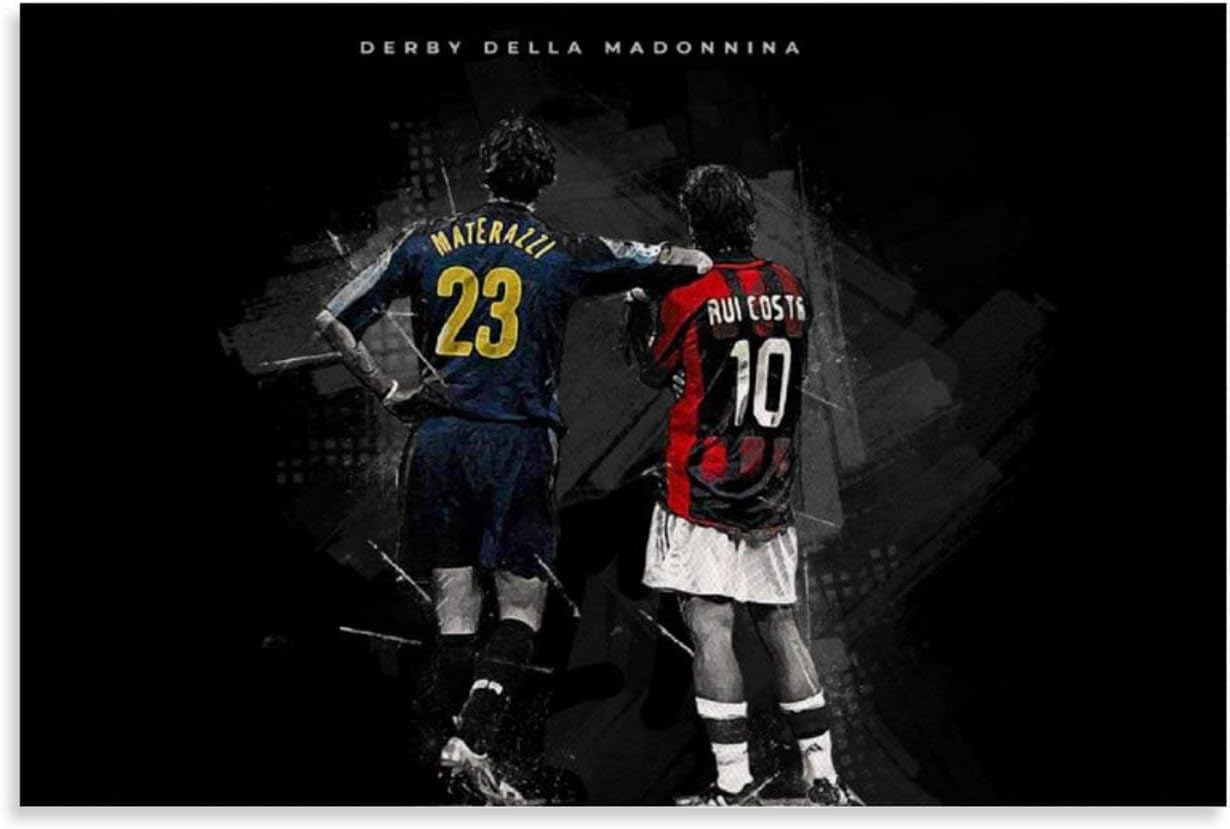 Marco Materazzi Rui Costa Poster de football sur toile Décoration murale pour bureau, salon, dortoir, maison