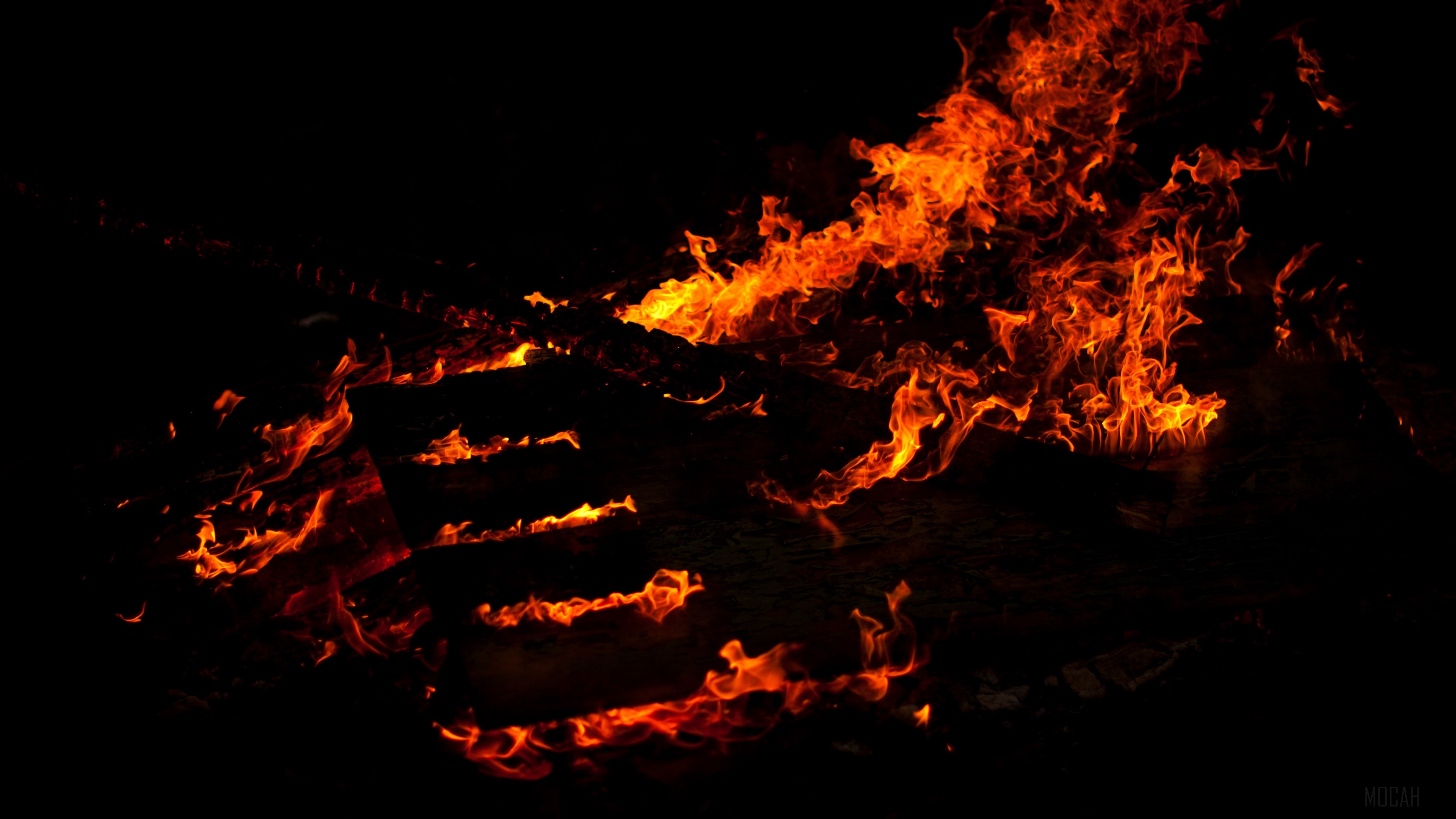 fire, lines, black background 4k Gallery HD Wallpaper