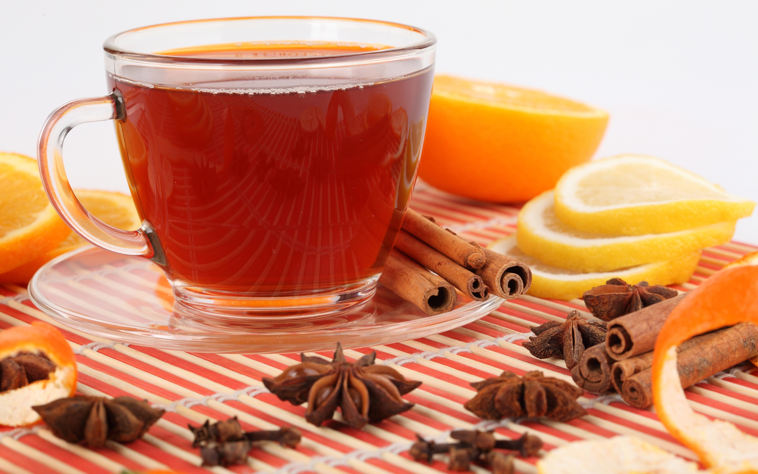 Wallpaper, cinnamon, cup, drink, saucer, star anise, tea, reflection 2560x1600
