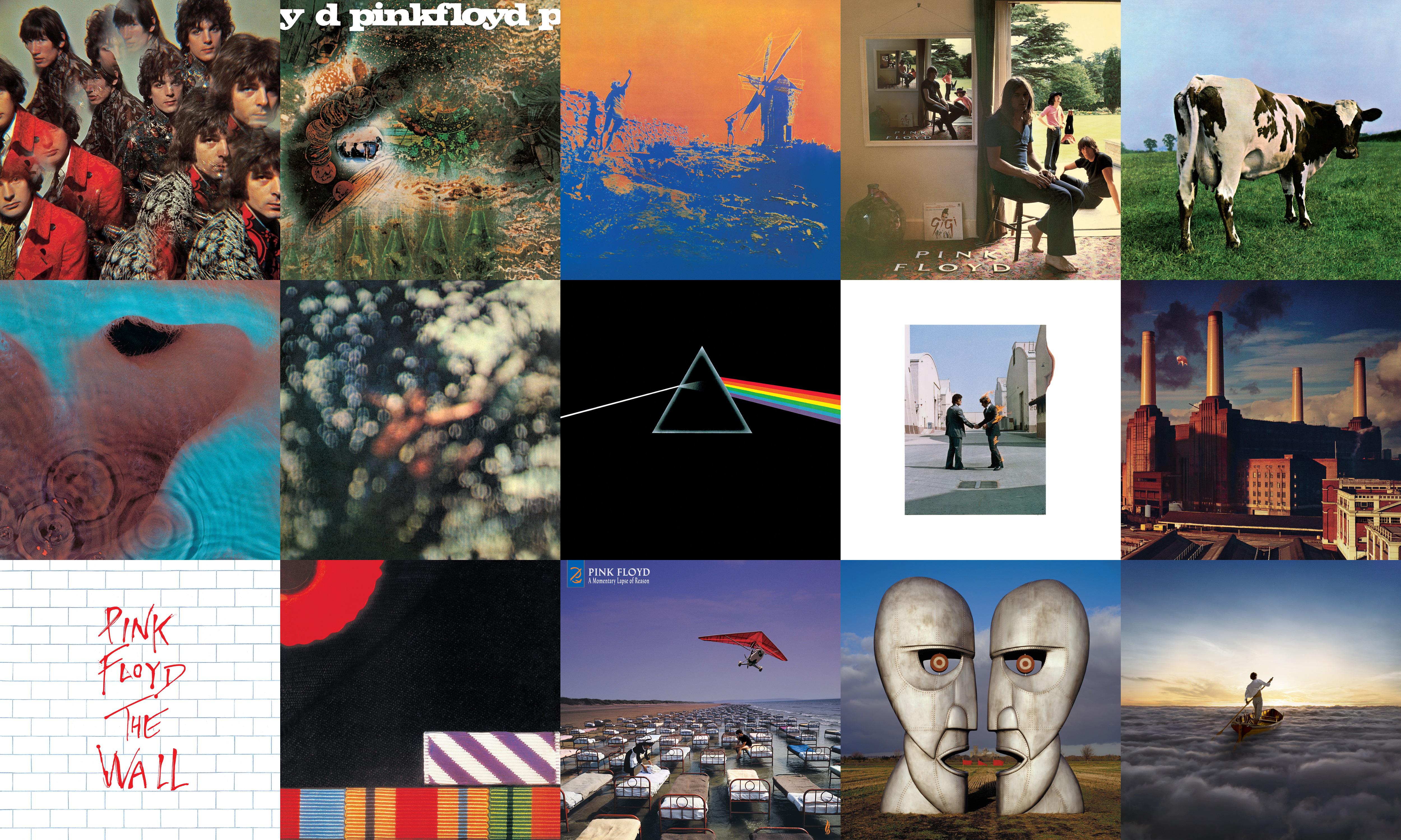 Collage of every Pink Floyd studio album cover