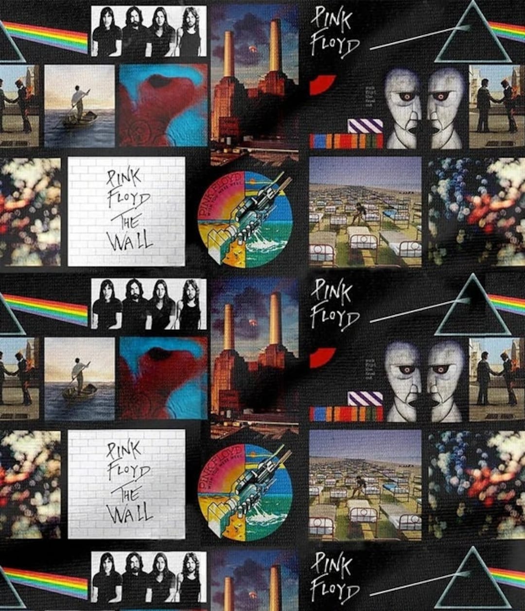 Pink Floyd Album Covers Fabric by the Metermusicrock Groups