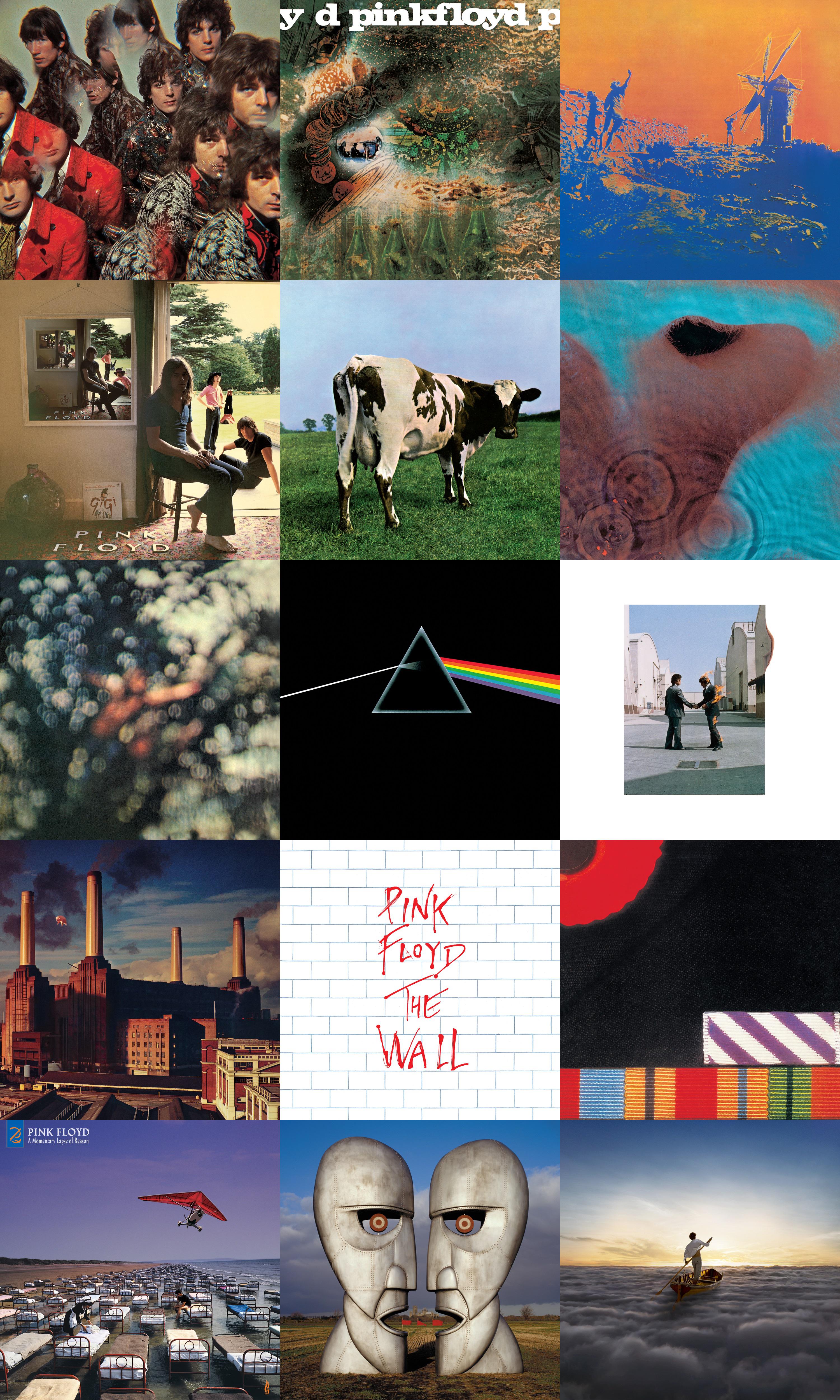 Collage of every Pink Floyd studio album cover