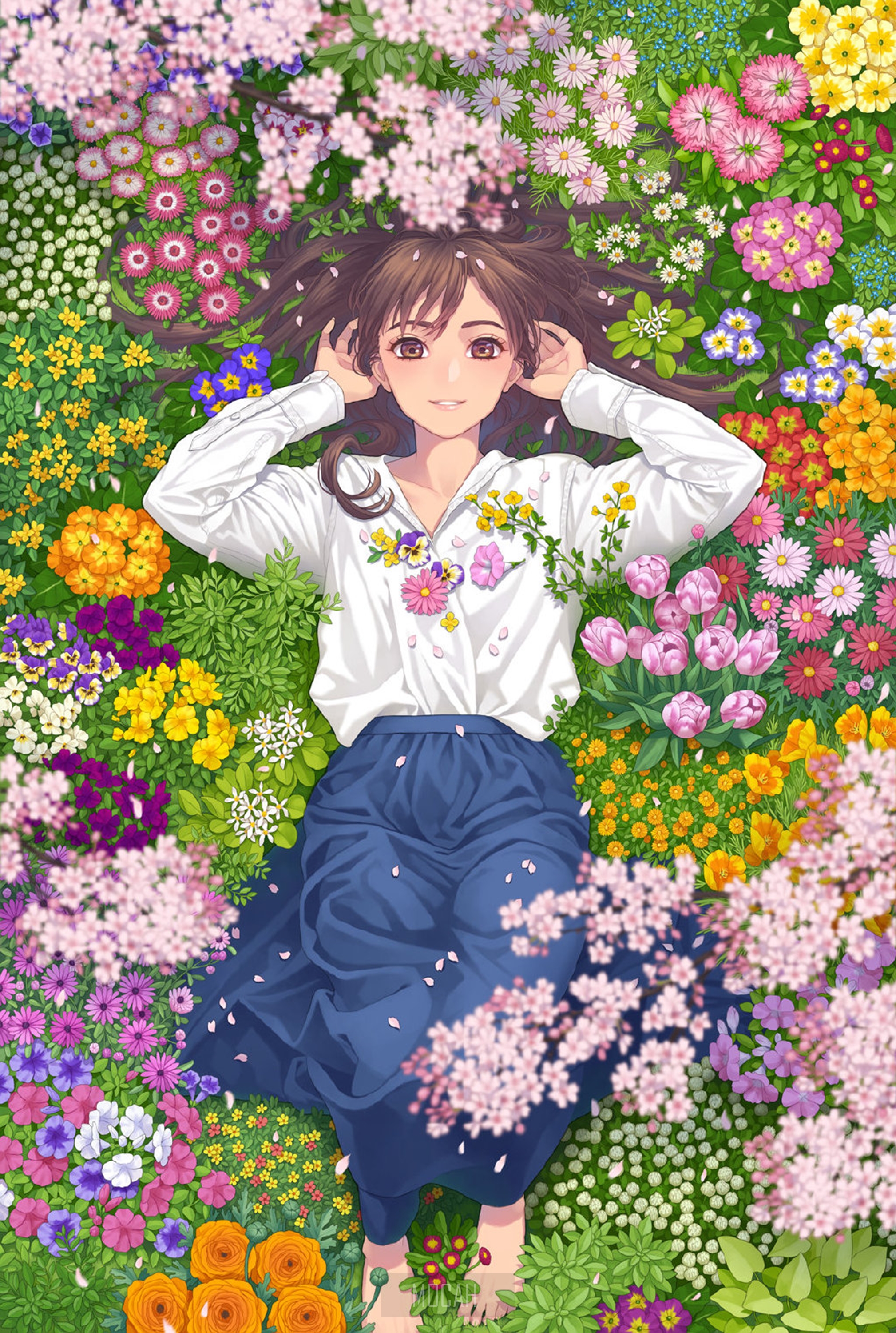 anime, anime girl, flowers, plants, colorful wallpaper hd, 2018x3000 Gallery HD Wallpaper