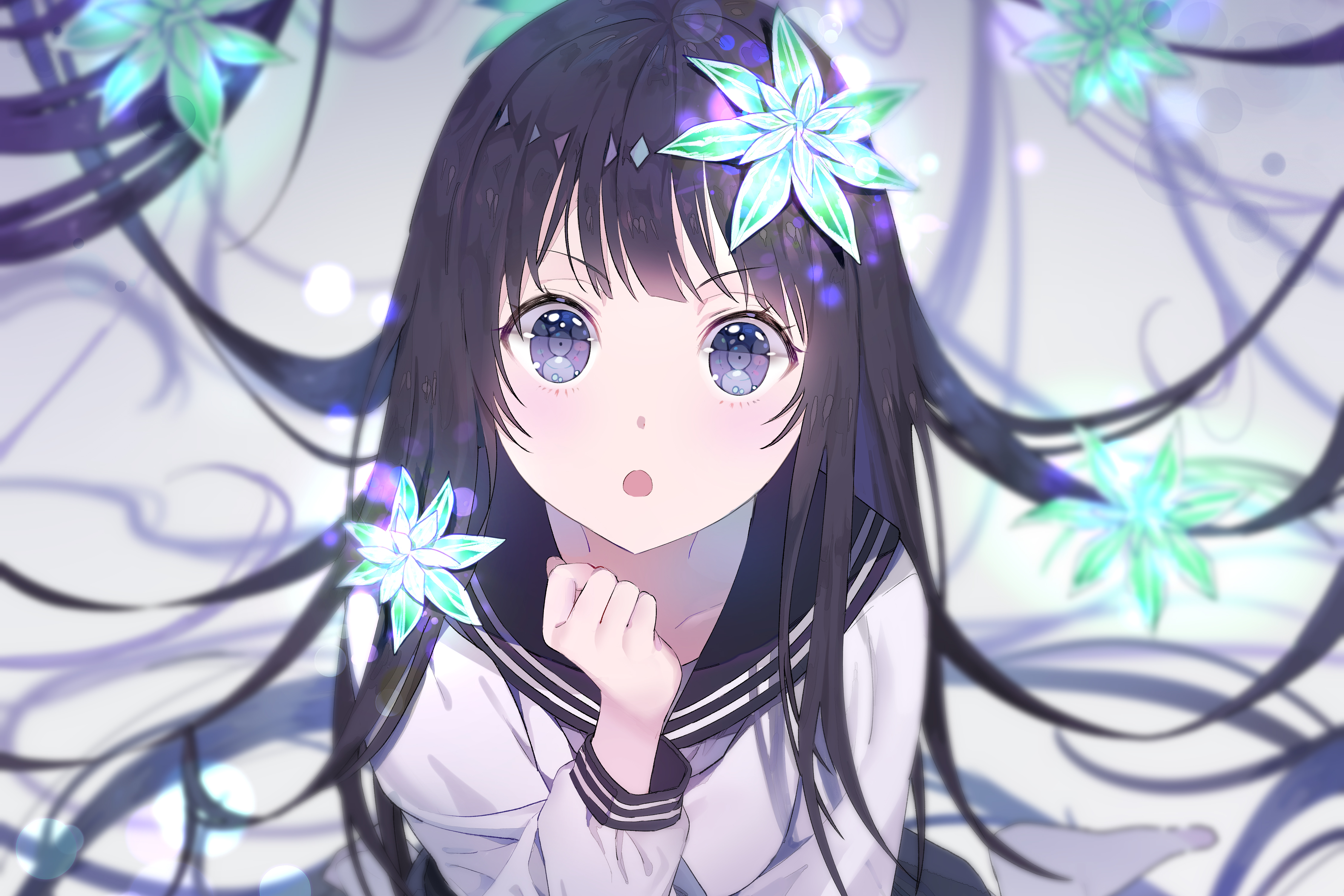 Beautiful anime girl with a decoration in her hair Desktop wallpaper 1440x900