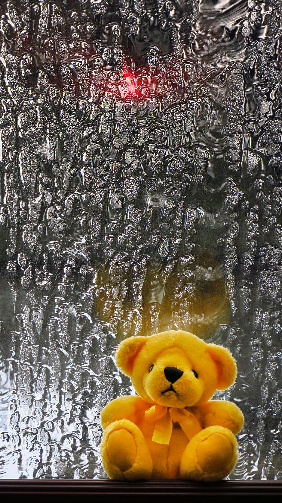 Download Wallpaper 938x1668 Teddy Bear, Toy, Teddy, Window, Wet Iphone 8 7 6s 6 For Parallax HD Background
