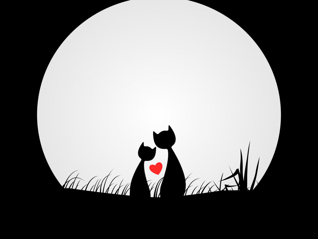 Free download Couple cats love silhouettes moon digital art minimal [1024x768] for your Desktop, Mobile & Tablet. Explore Cats Love Wallpaper. Cats Wallpaper, Wallpaper of Cats, Desktop Wallpaper Cats