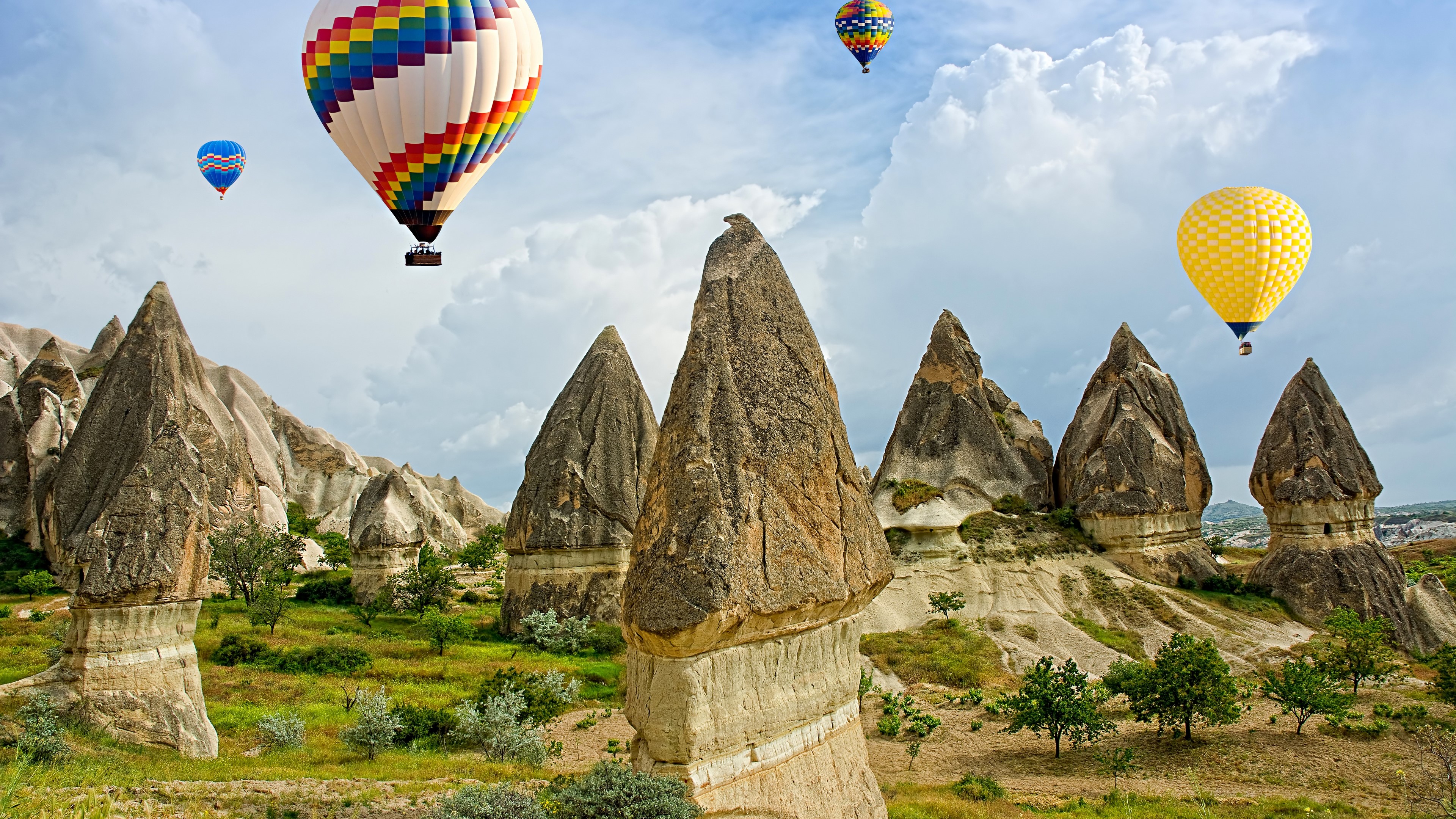 Cloud, Hot Air Balloon, Rock, Turkey 4k Gallery HD Wallpaper
