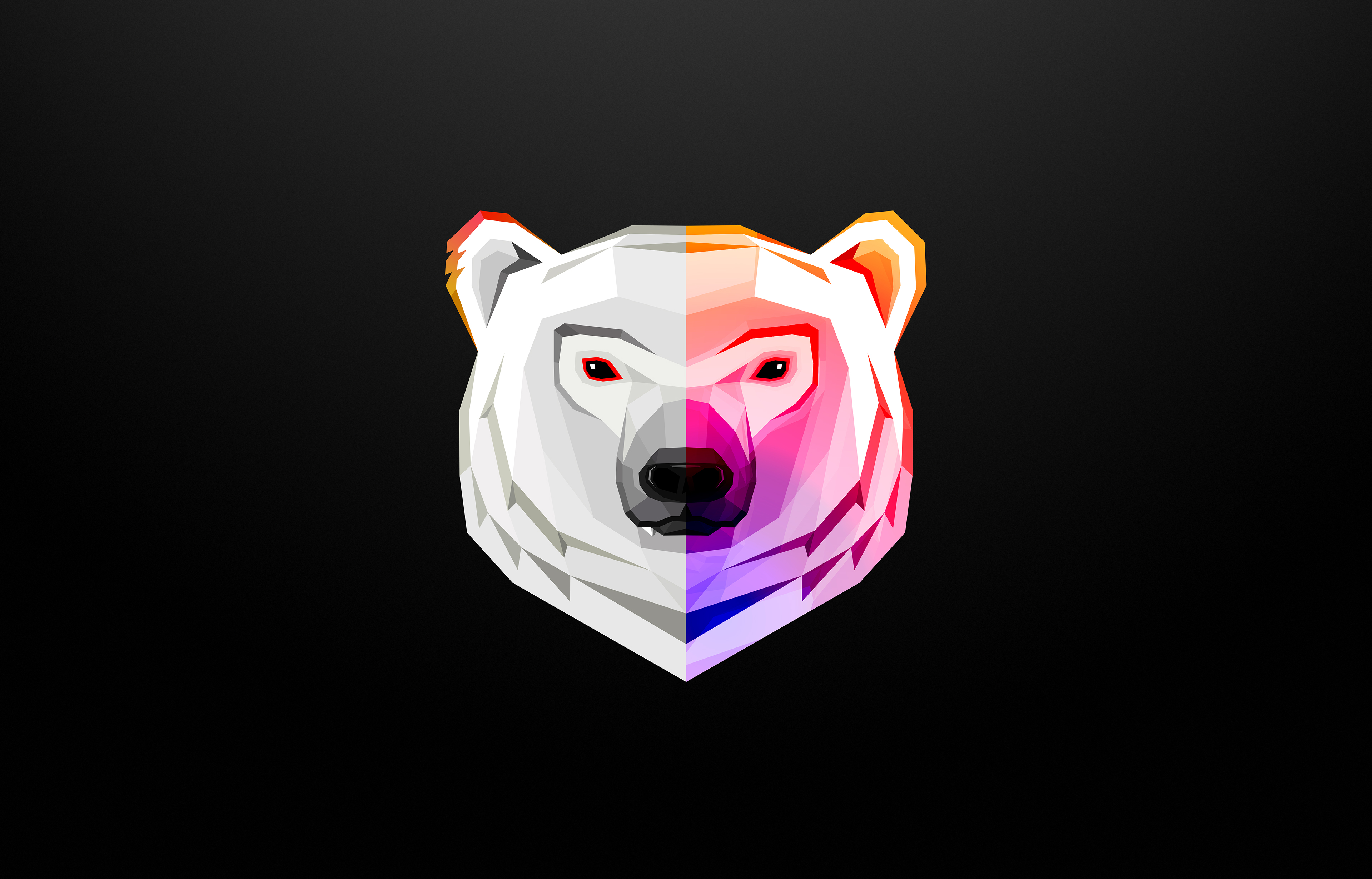 Wallpaper, 4k, abstract, animals, bears, dark, digital art, minimalism, polygon art 3840x2460