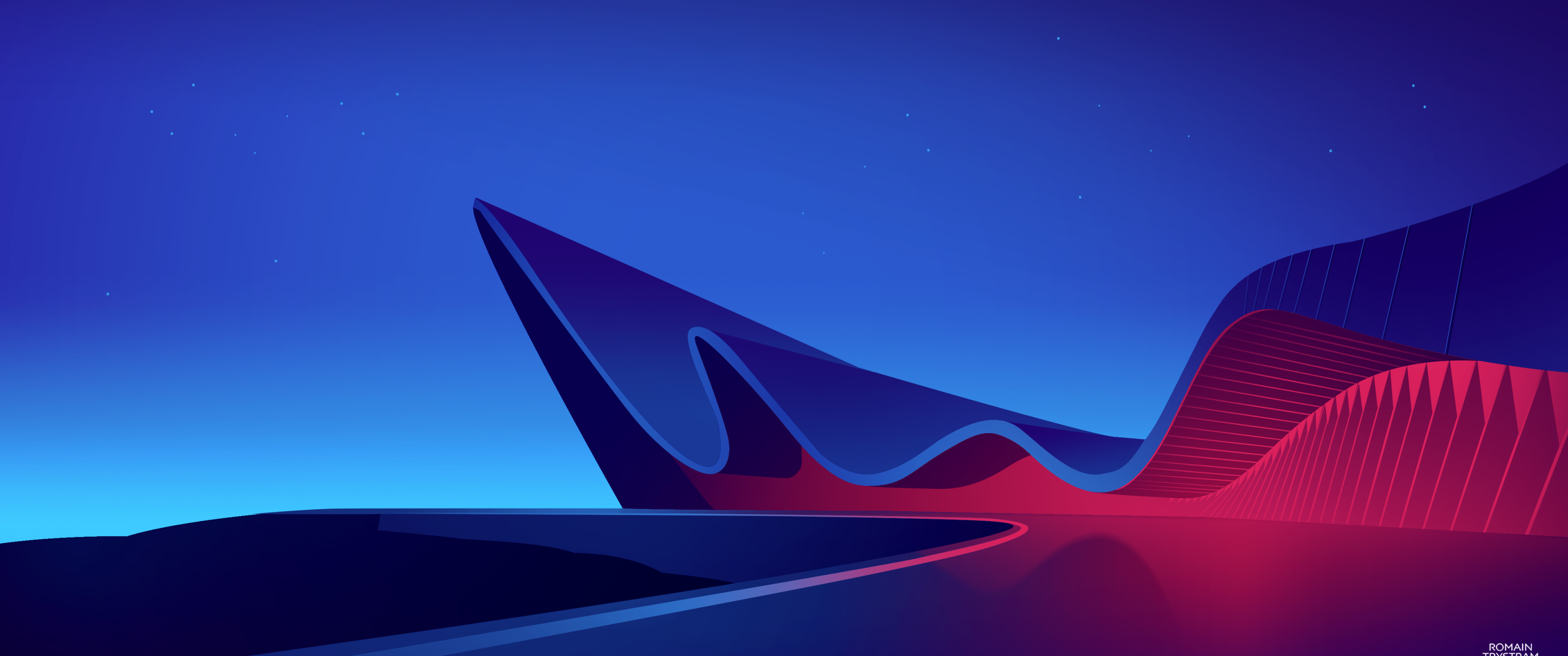 Modern architecture Wallpaper 4K, Building, Blue, Illustration