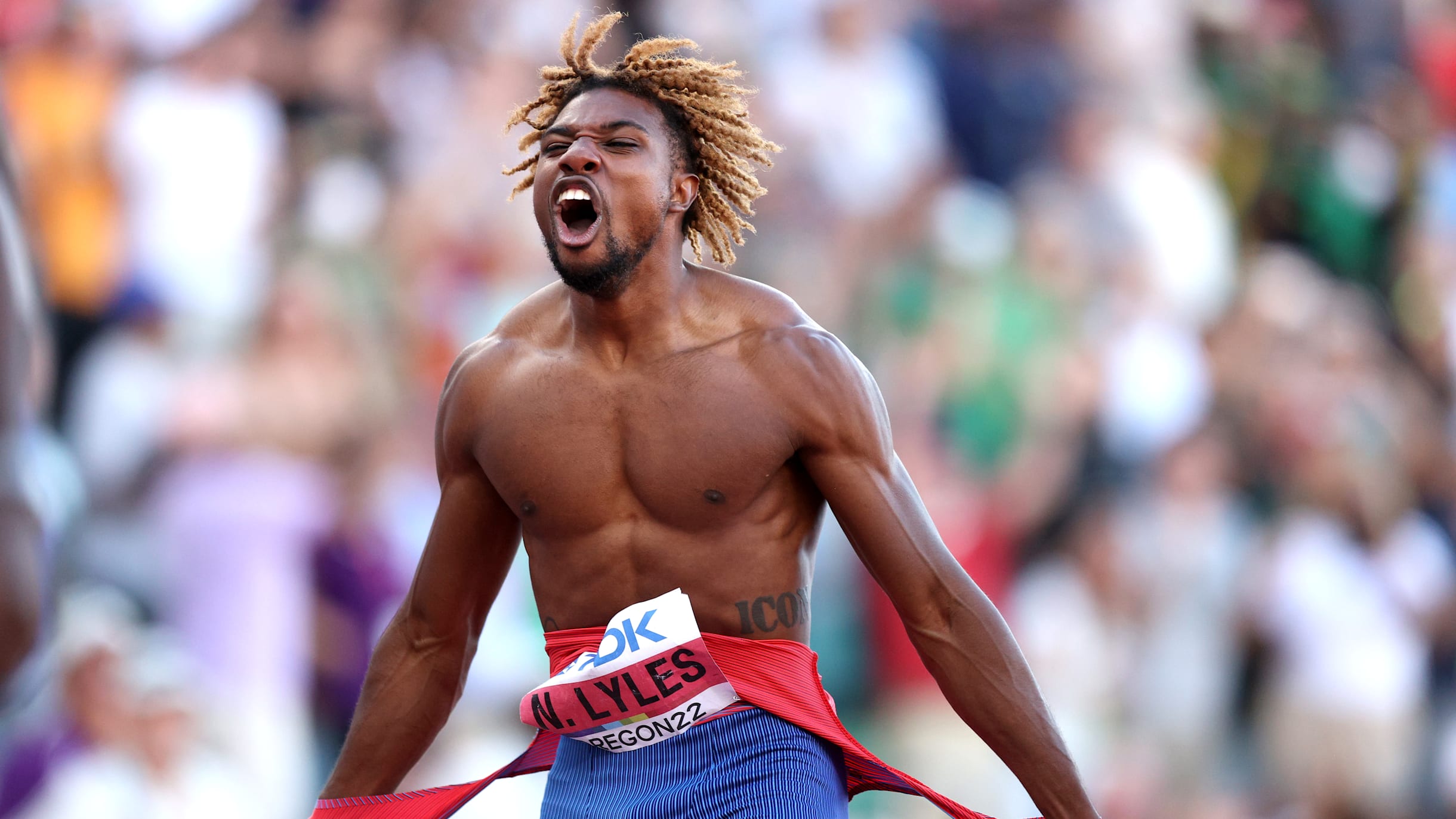 World track and field championships 2022: Noah Lyles wins men's 200m in new American record as US men sweep the podium
