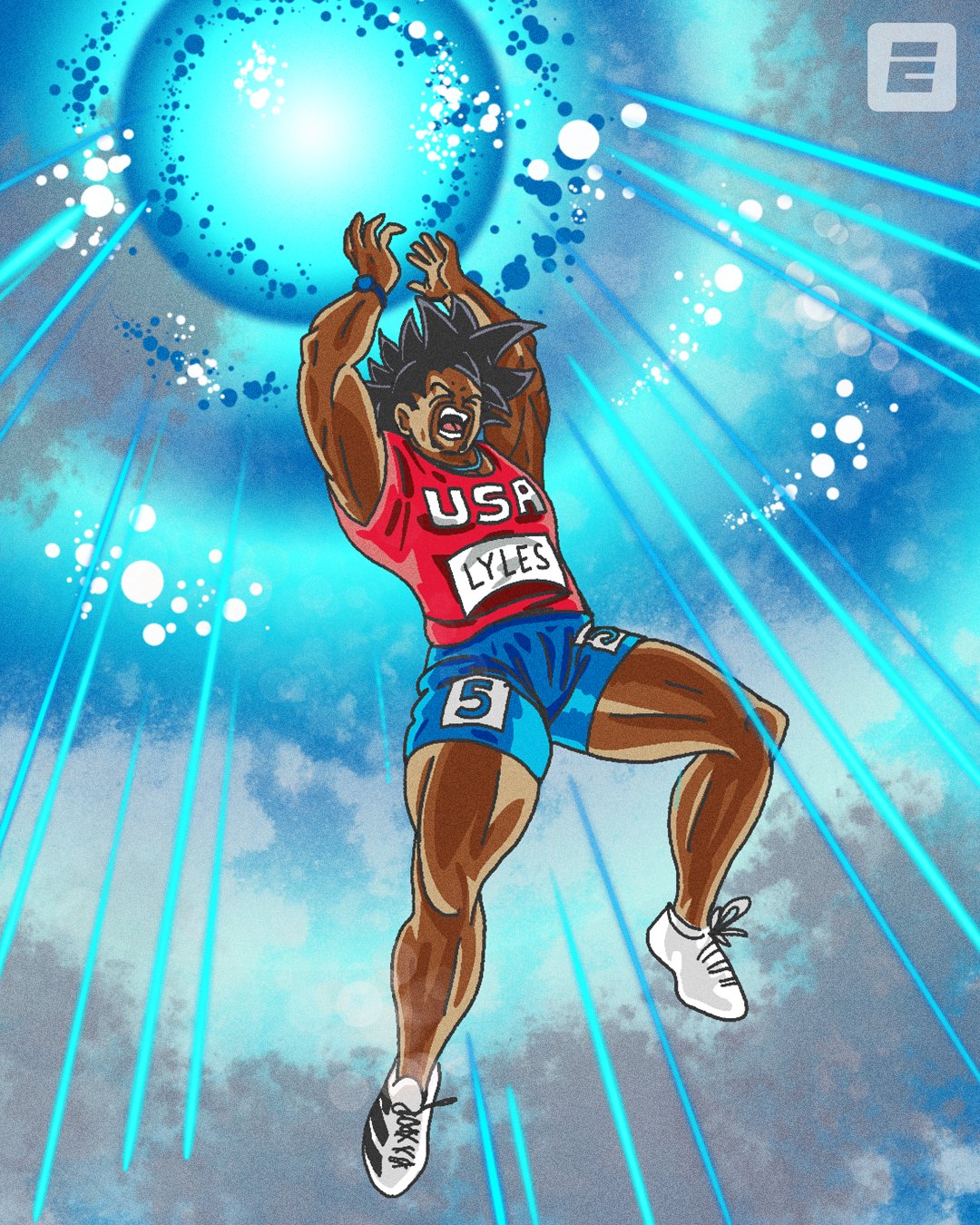 SportsCenter Lyles channeled his inner Goku after winning bronze in the men's 200m