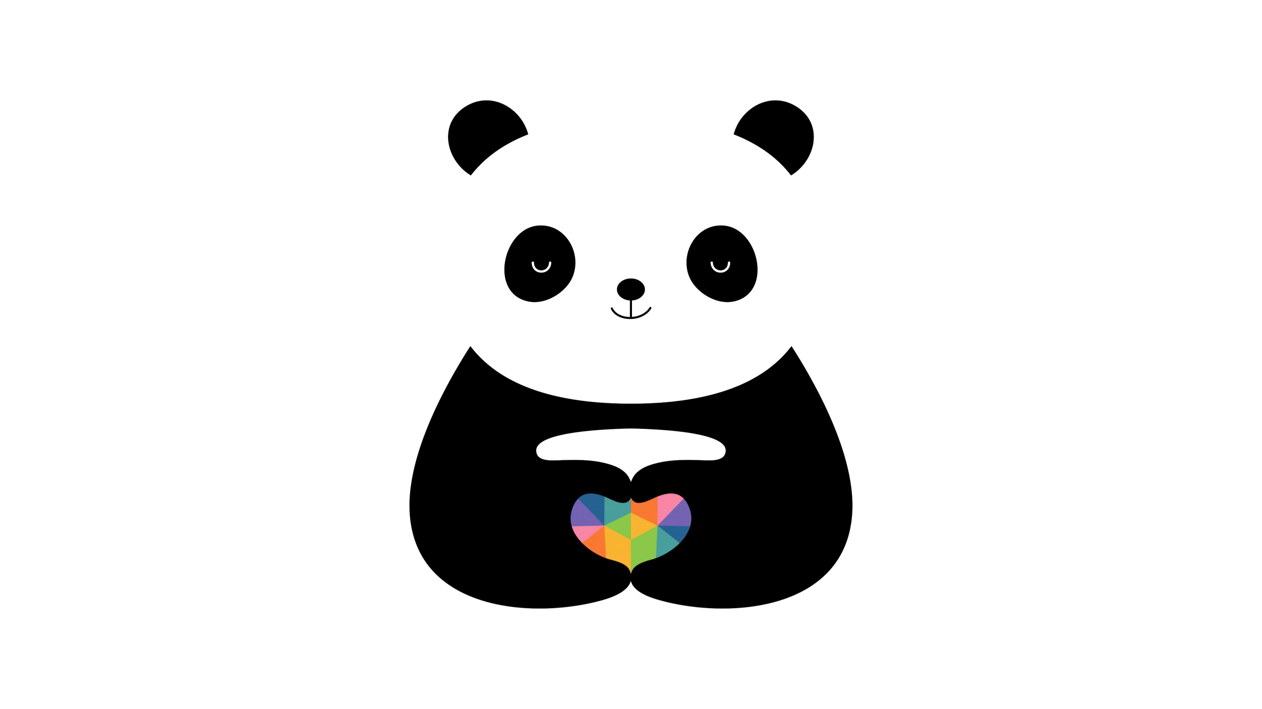 Cute panda Wallpaper 4K, Love heart, Colorful hearts