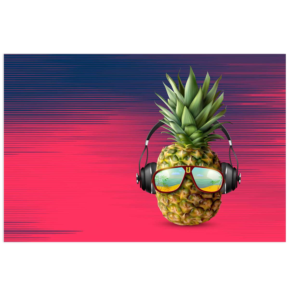 Amazon.com, Tropical Fruit Fish Tank Stickers Wallpaper PVC Background Aquarium Decoration for Fish Tank Background 24.4x48.8 inch Summer Pineapple with Headphone, Pet Supplies