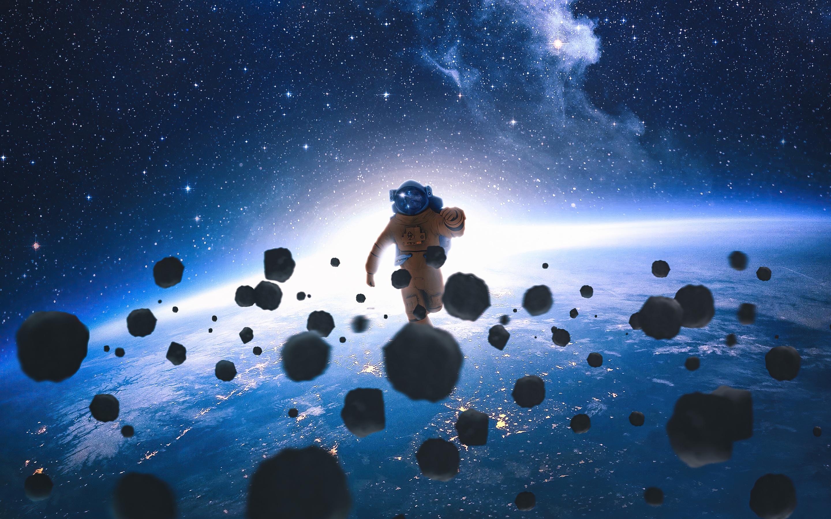 Wallpaper 4k Astronaut Walking In Space 4k Wallpaper
